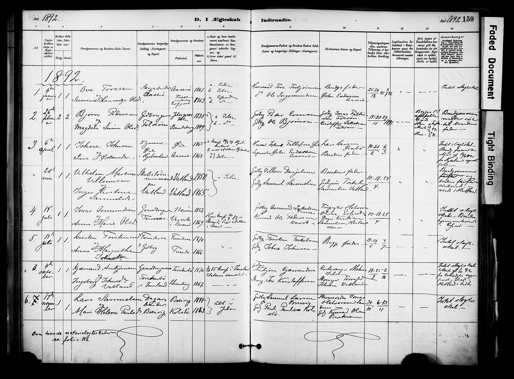 Jelsa sokneprestkontor, AV/SAST-A-101842/01/IV: Parish register (official) no. A 10, 1884-1906, p. 159