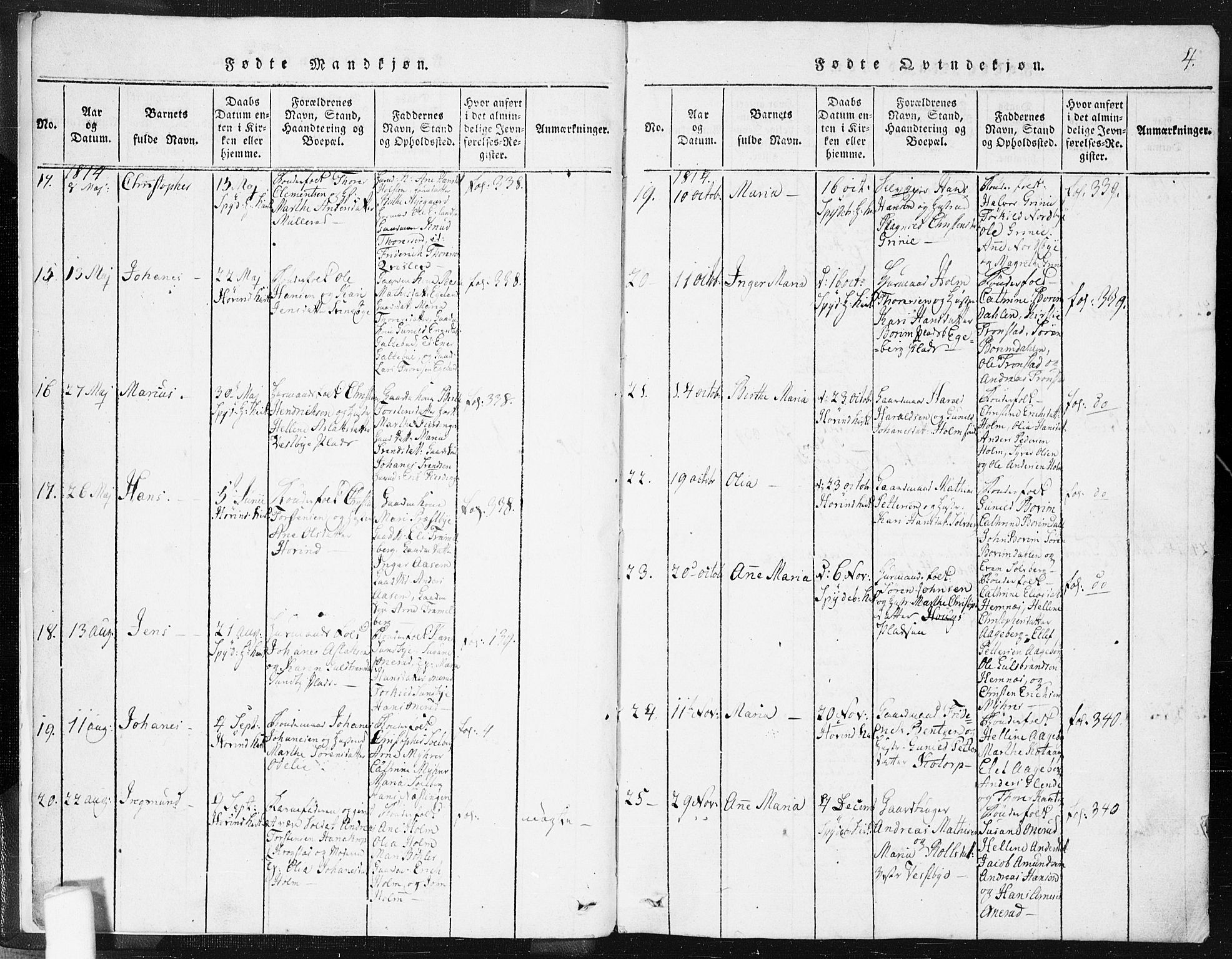 Spydeberg prestekontor Kirkebøker, SAO/A-10924/F/Fa/L0004: Parish register (official) no. I 4, 1814-1841, p. 4