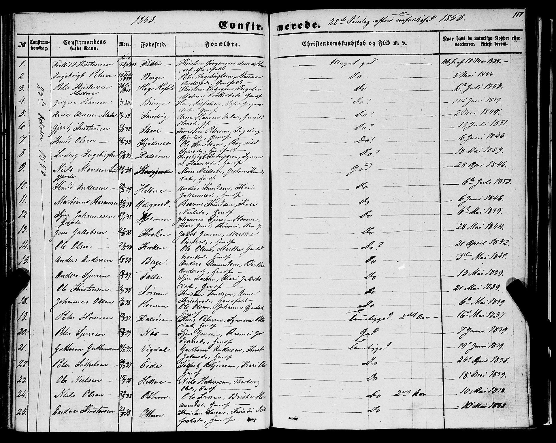 Luster sokneprestembete, AV/SAB-A-81101/H/Haa/Haaa/L0007: Parish register (official) no. A 7, 1849-1859, p. 117