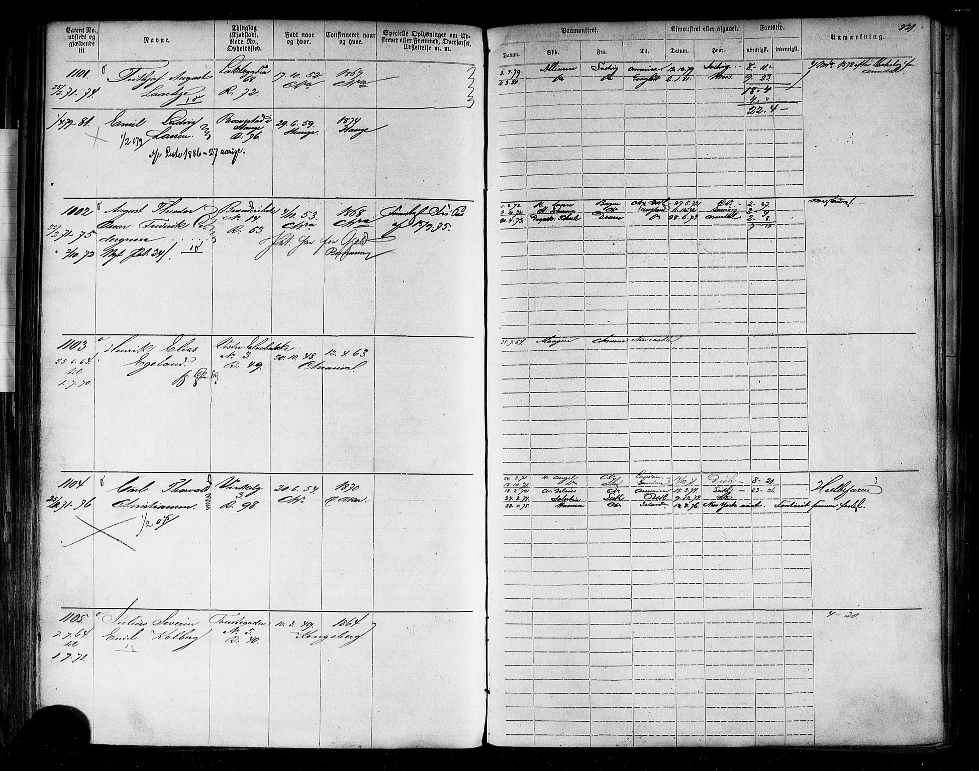 Oslo mønstringskontor, SAO/A-10569g/F/Fc/Fca/L0001: Annotasjonsrulle, 1866-1881, p. 245