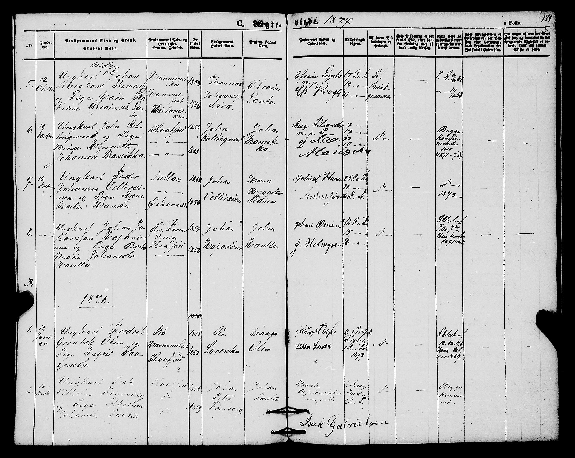 Alta sokneprestkontor, SATØ/S-1338/H/Ha/L0004.kirke: Parish register (official) no. 4, 1858-1880, p. 179