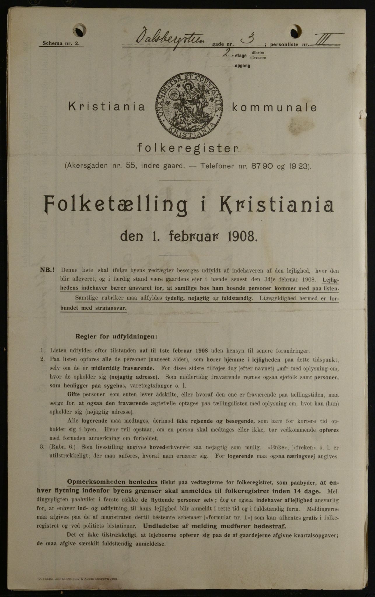 OBA, Municipal Census 1908 for Kristiania, 1908, p. 13144