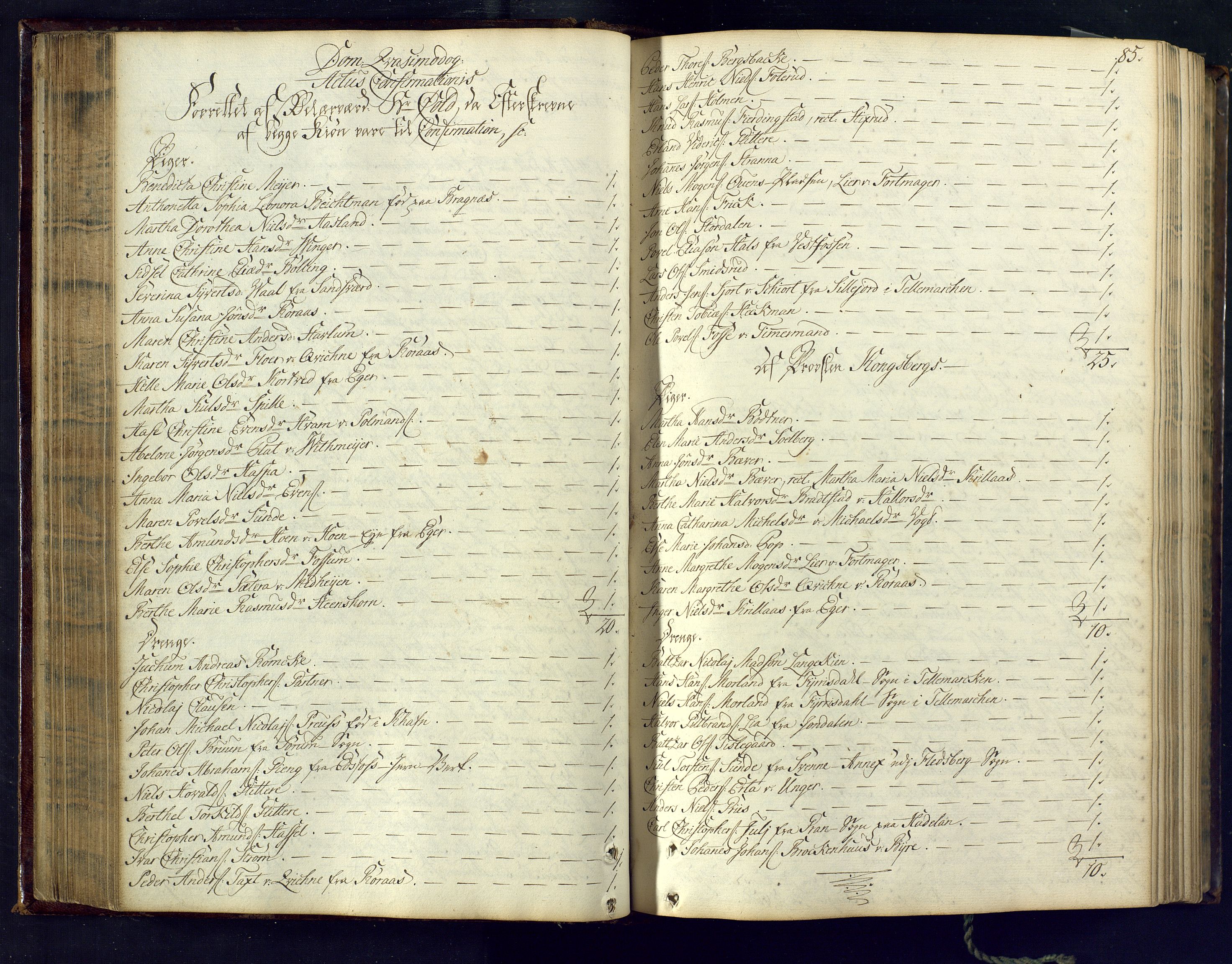 Kongsberg kirkebøker, AV/SAKO-A-22/M/Ma/L0006: Communicants register no. 6, 1761-1766, p. 85