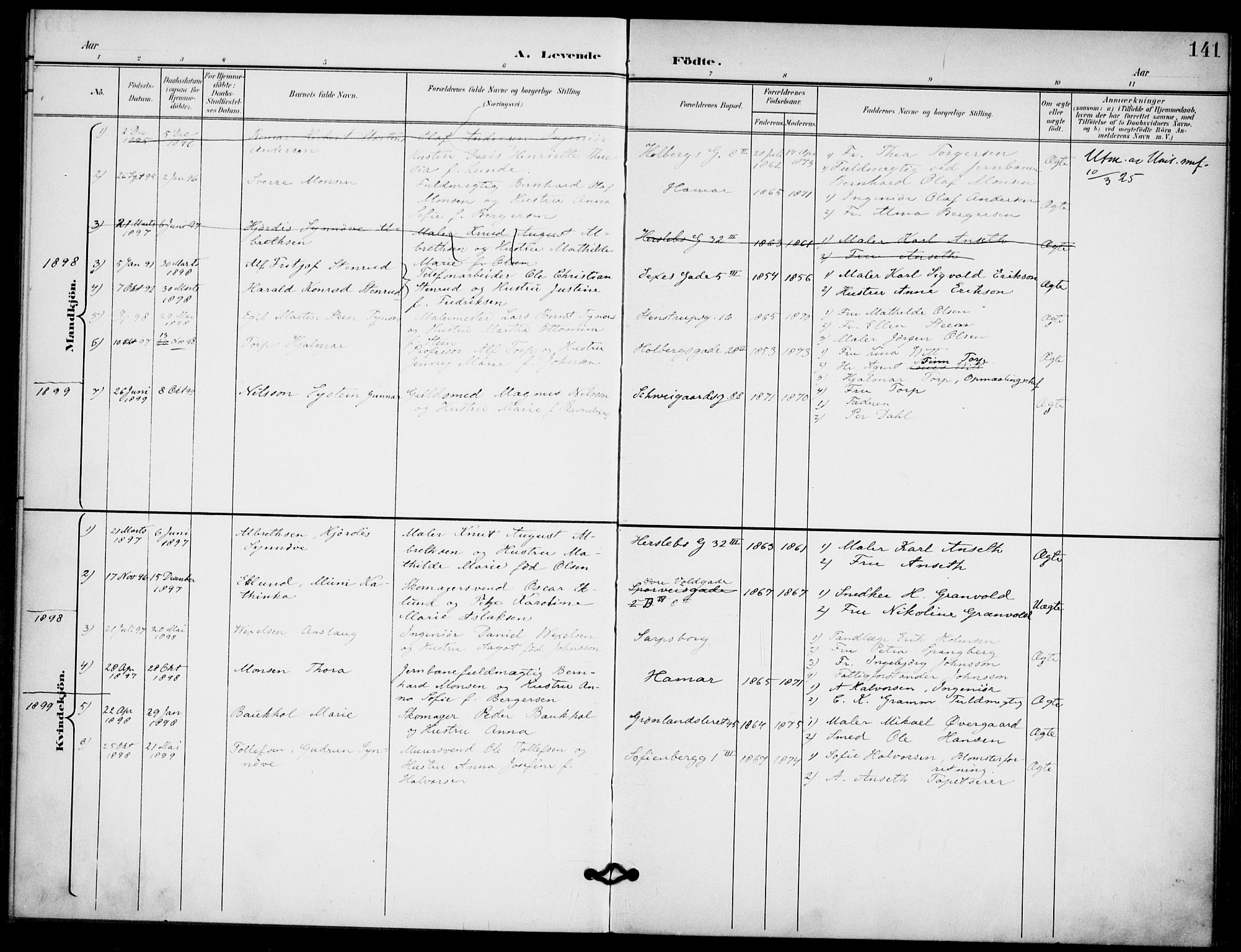 Broderskapets kirke Oslo , AV/SAO-PAO-0221/A/L0001: Dissenter register no. 1, 1880-1935, p. 141