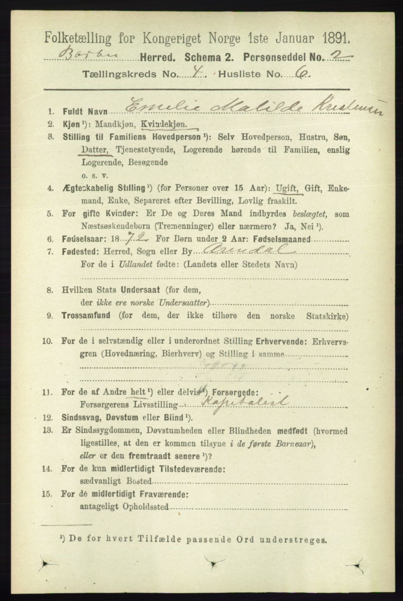 RA, 1891 census for 0990 Barbu, 1891, p. 2478