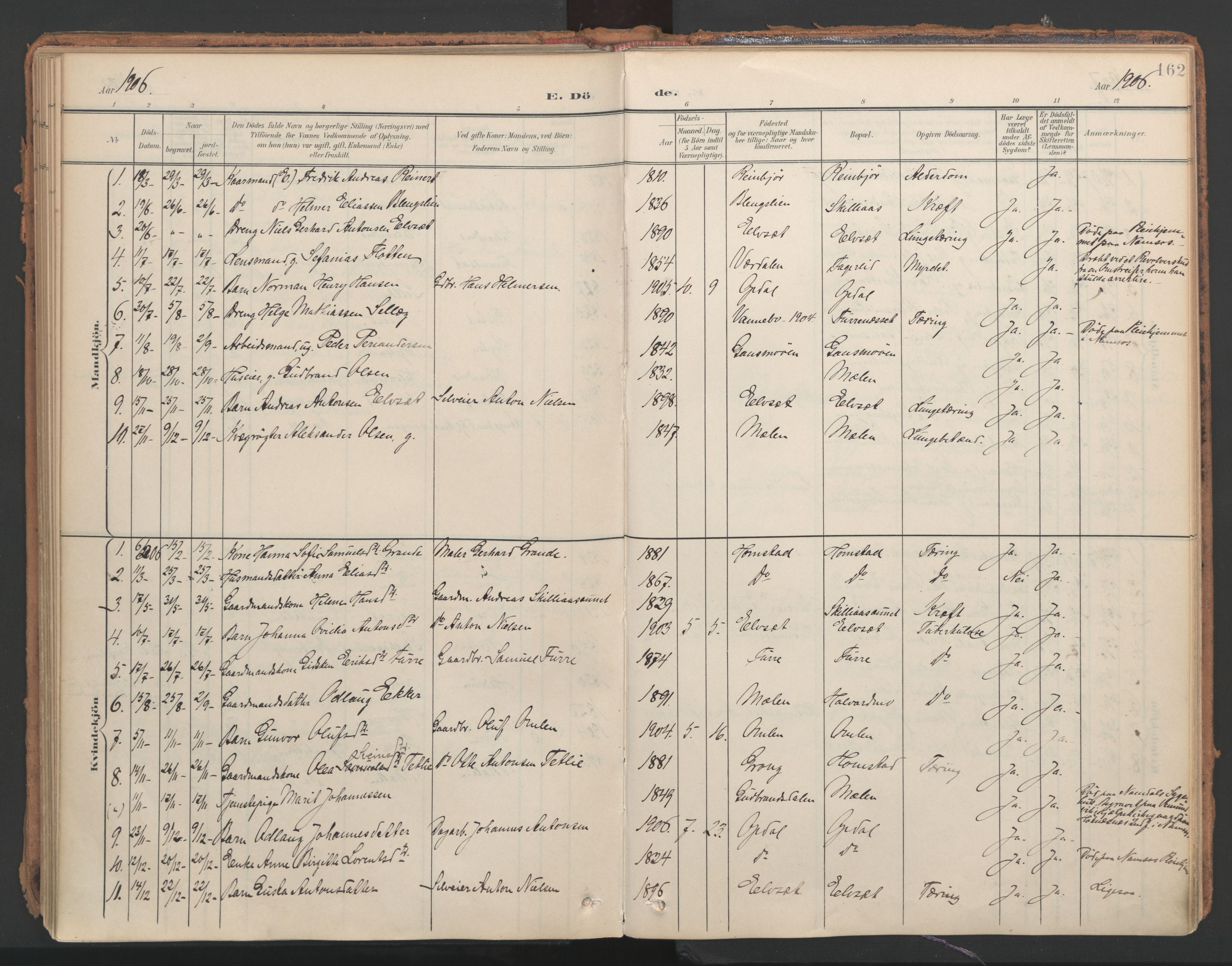Ministerialprotokoller, klokkerbøker og fødselsregistre - Nord-Trøndelag, SAT/A-1458/766/L0564: Parish register (official) no. 767A02, 1900-1932, p. 162