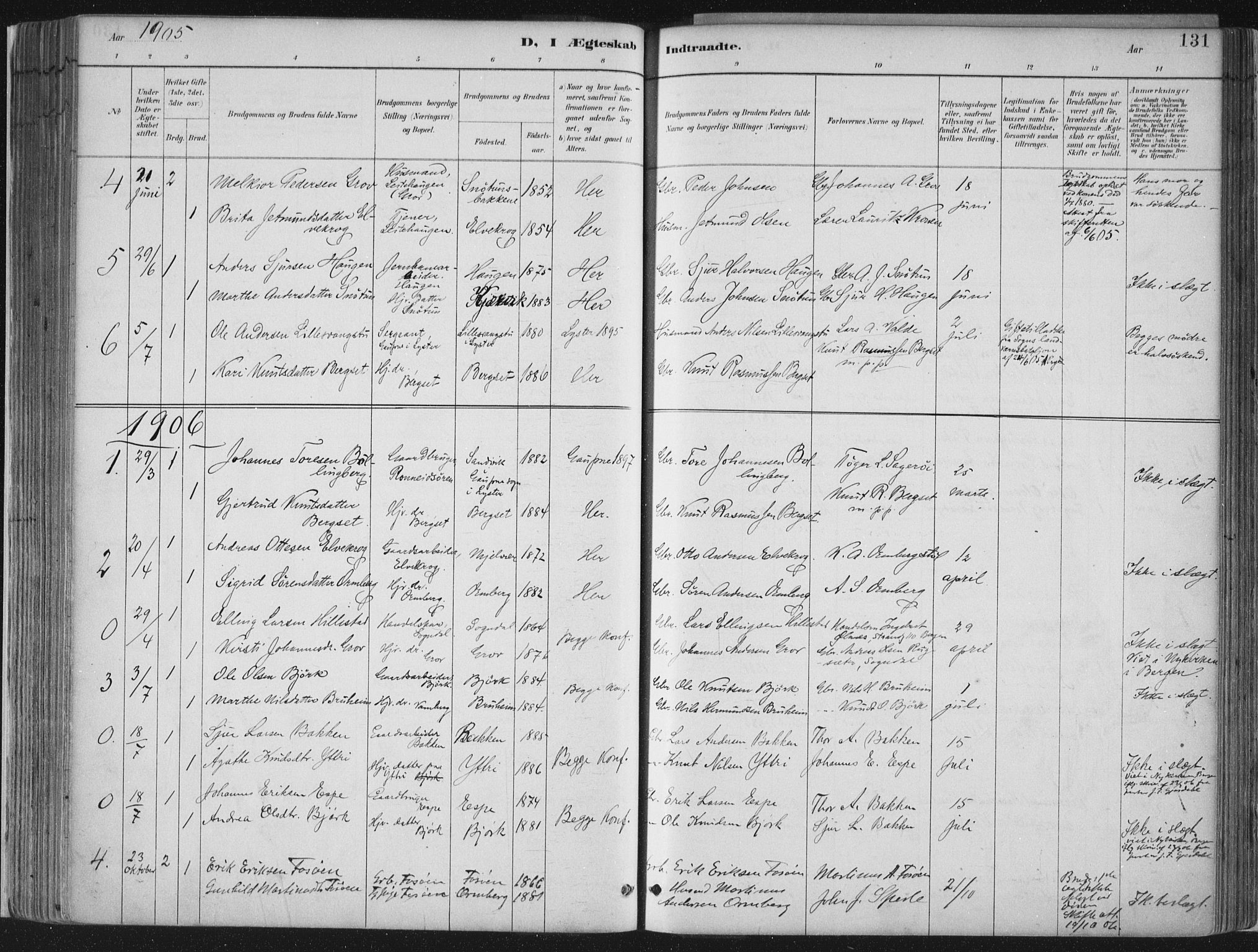 Jostedal sokneprestembete, AV/SAB-A-80601/H/Haa/Haab/L0001: Parish register (official) no. B 1, 1887-1914, p. 131