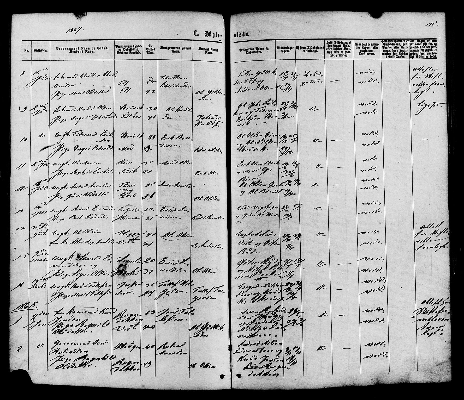 Vestre Slidre prestekontor, SAH/PREST-136/H/Ha/Haa/L0003: Parish register (official) no. 3, 1865-1880, p. 175