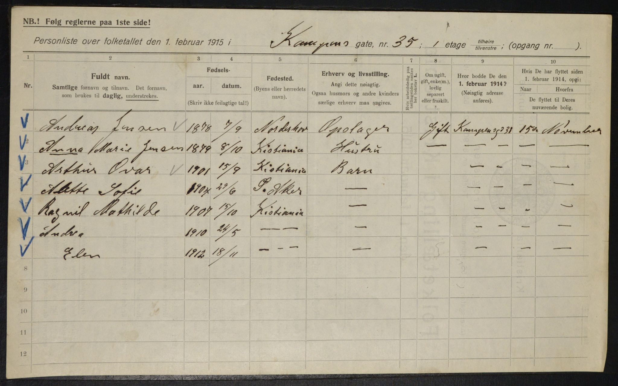 OBA, Municipal Census 1915 for Kristiania, 1915, p. 47542