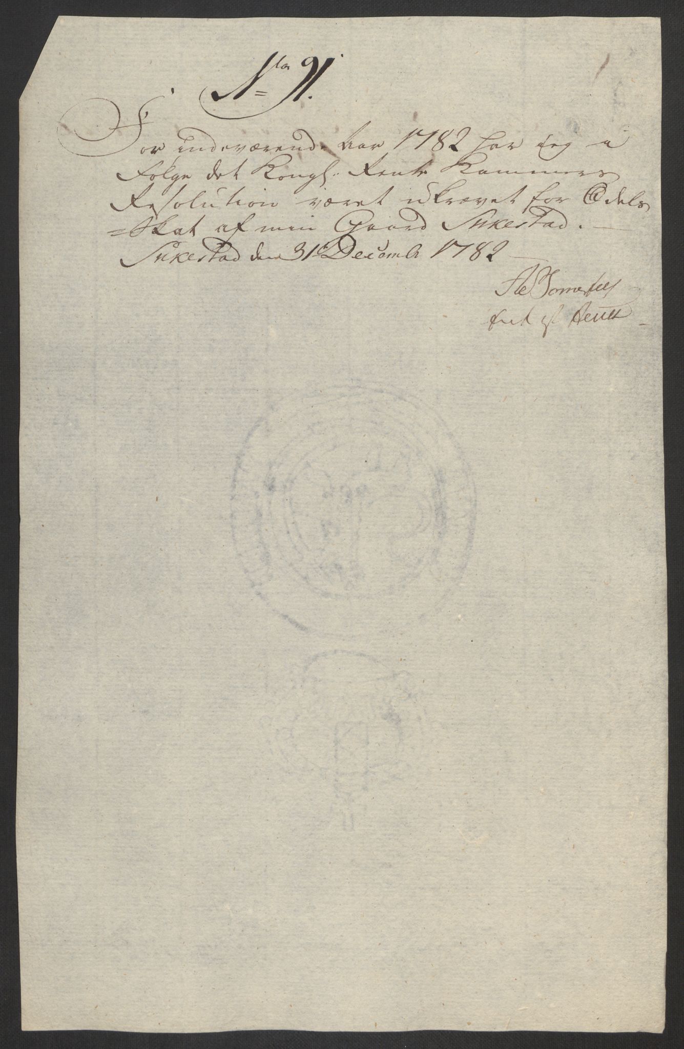 Rentekammeret inntil 1814, Reviderte regnskaper, Fogderegnskap, AV/RA-EA-4092/R19/L1369: Fogderegnskap Toten, Hadeland og Vardal, 1782, p. 291