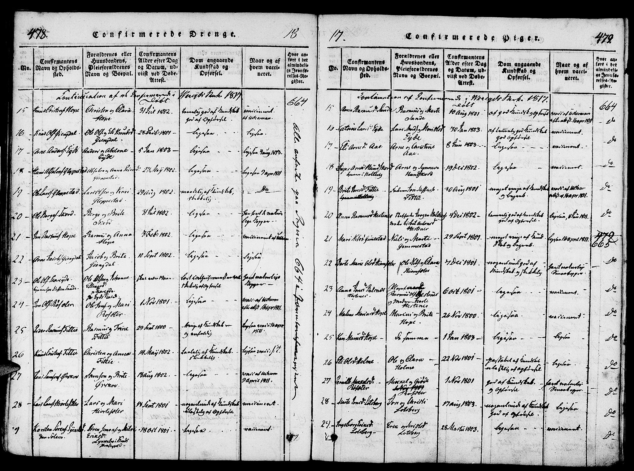 Gloppen sokneprestembete, AV/SAB-A-80101/H/Haa/Haaa/L0006: Parish register (official) no. A 6, 1816-1826, p. 478-479