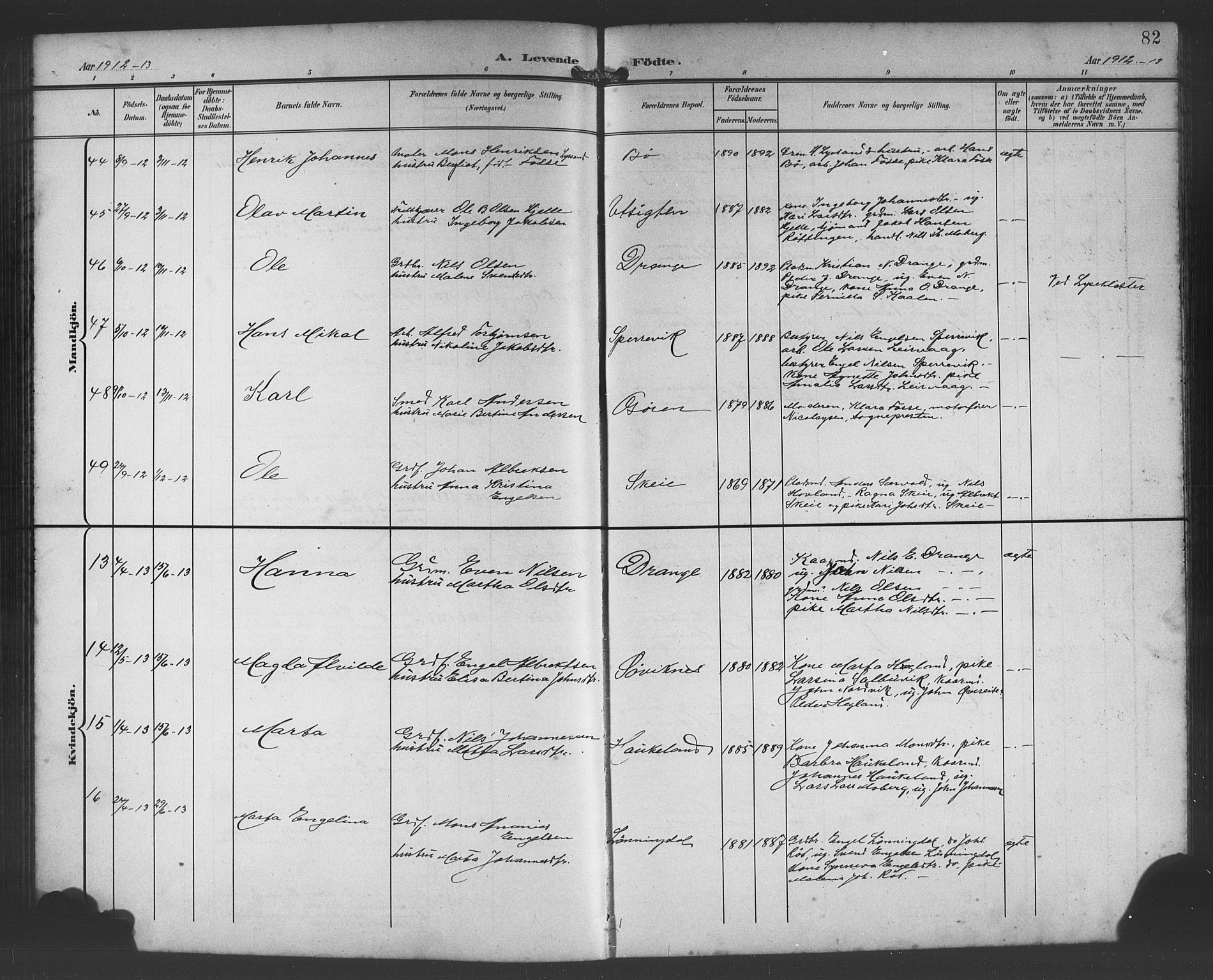 Os sokneprestembete, AV/SAB-A-99929: Parish register (copy) no. A 3, 1897-1913, p. 82