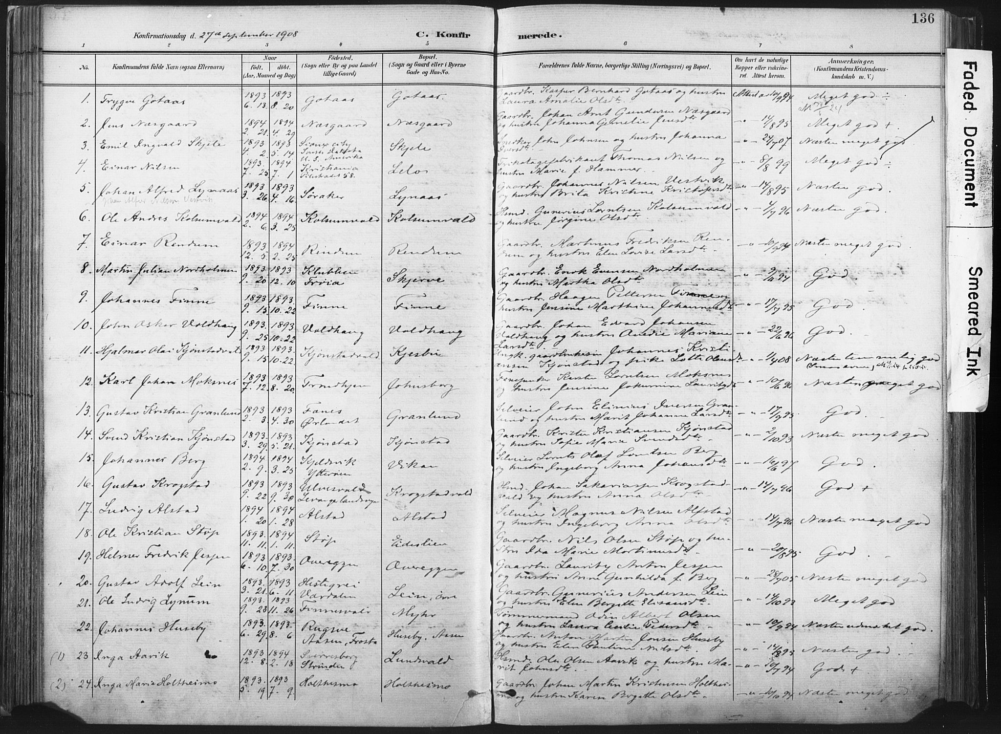 Ministerialprotokoller, klokkerbøker og fødselsregistre - Nord-Trøndelag, SAT/A-1458/717/L0162: Parish register (official) no. 717A12, 1898-1923, p. 136