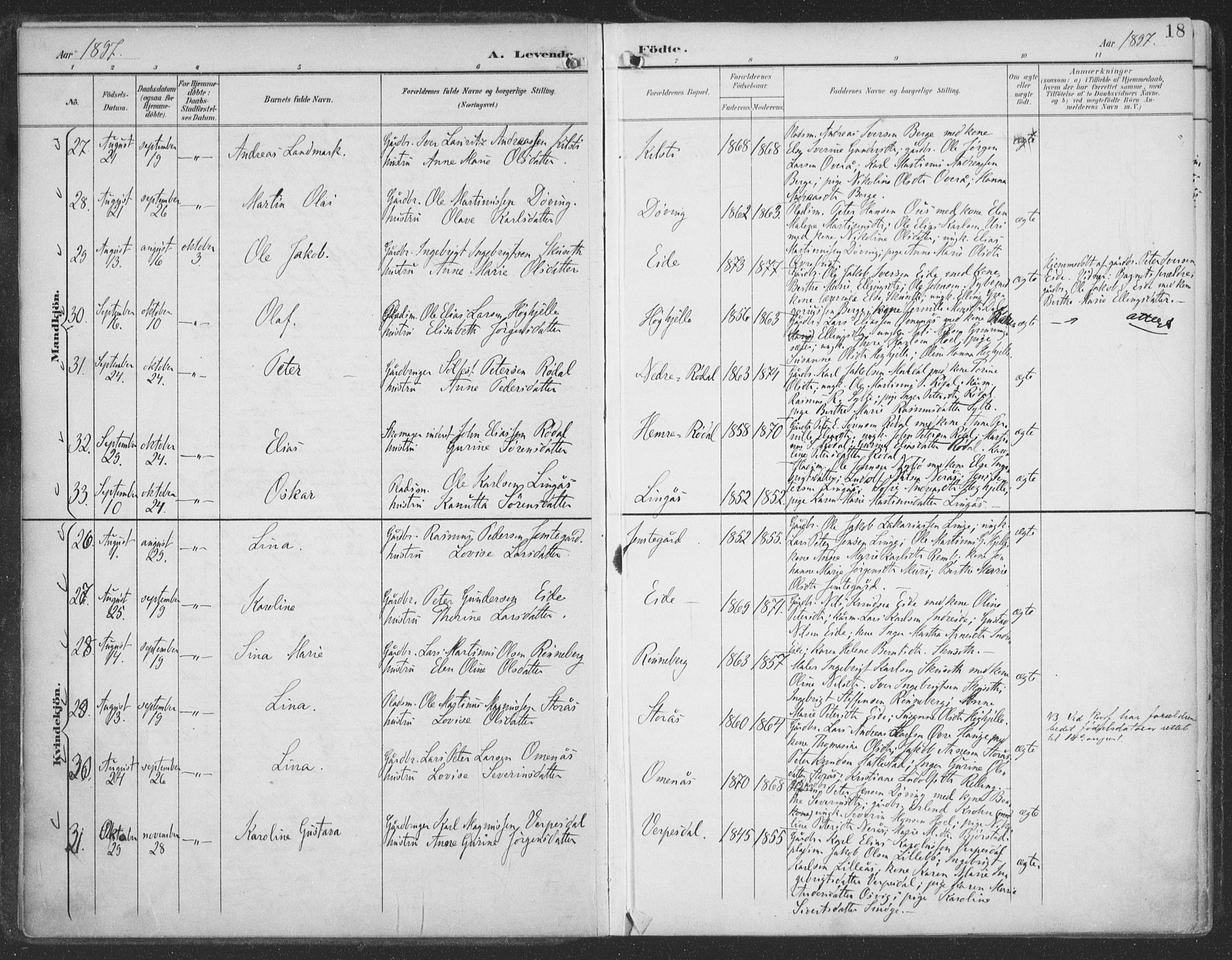 Ministerialprotokoller, klokkerbøker og fødselsregistre - Møre og Romsdal, SAT/A-1454/519/L0256: Parish register (official) no. 519A15, 1895-1912, p. 18