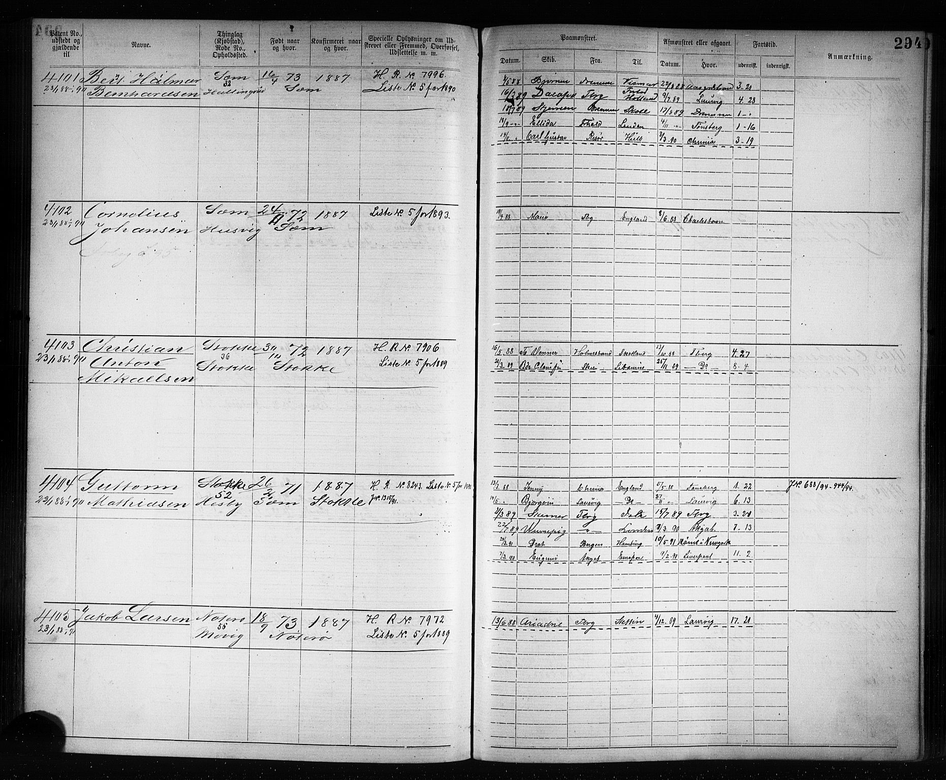 Tønsberg innrulleringskontor, AV/SAKO-A-786/F/Fb/L0007: Annotasjonsrulle Patent nr. 2636-5150, 1881-1892, p. 295