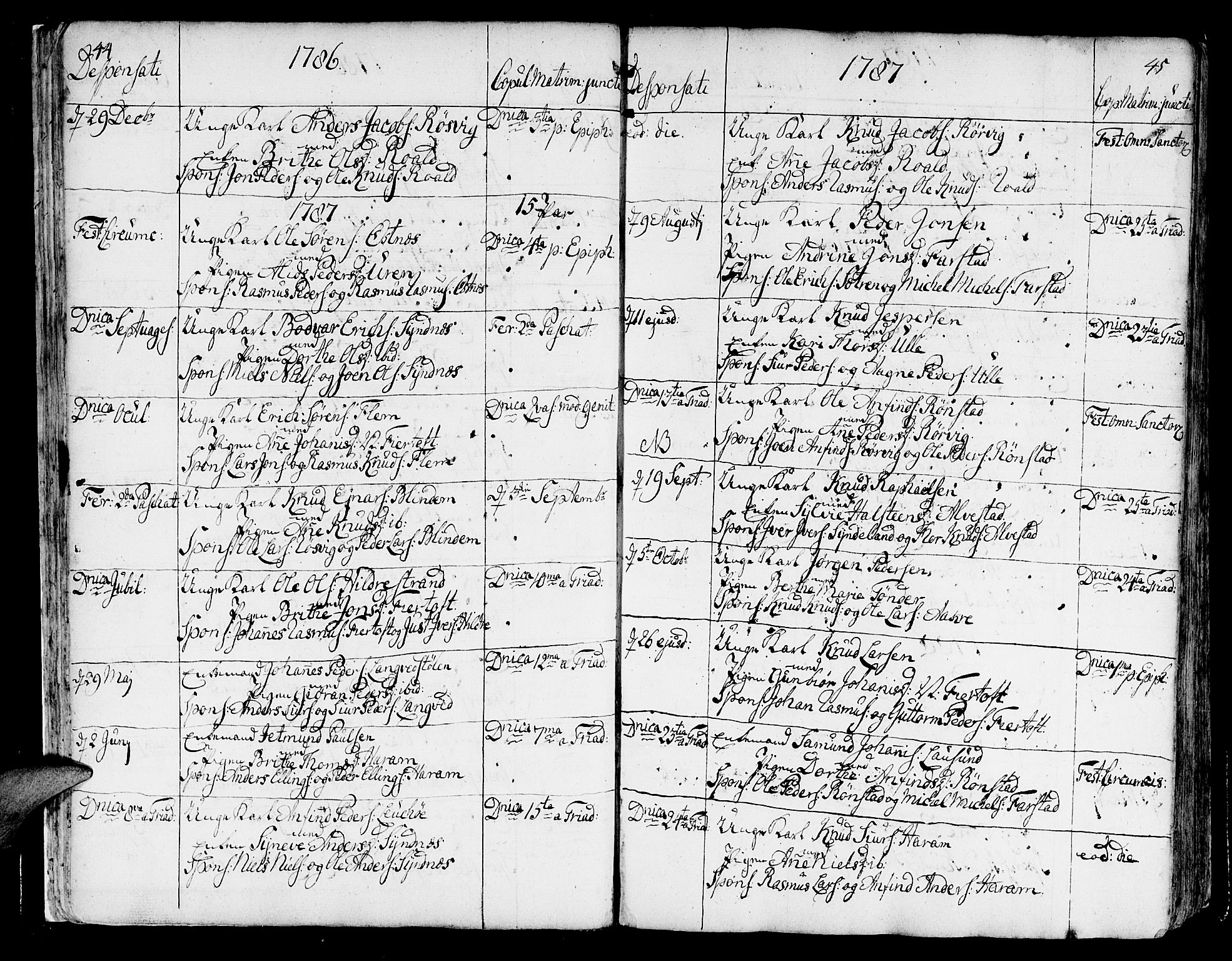 Ministerialprotokoller, klokkerbøker og fødselsregistre - Møre og Romsdal, SAT/A-1454/536/L0493: Parish register (official) no. 536A02, 1739-1802, p. 44-45
