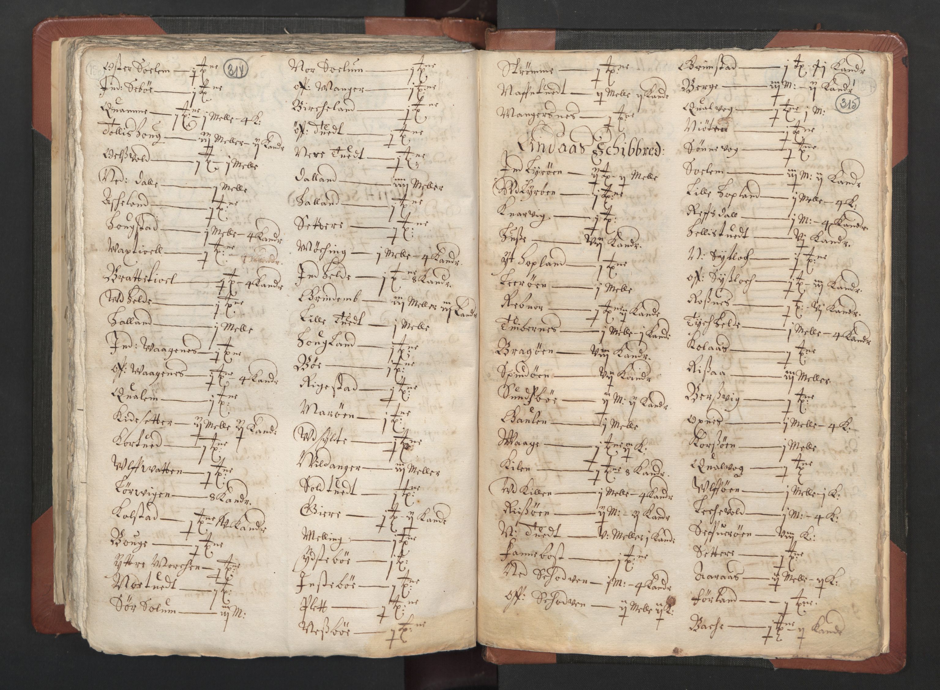 RA, Bailiff's Census 1664-1666, no. 13: Nordhordland fogderi and Sunnhordland fogderi, 1665, p. 314-315