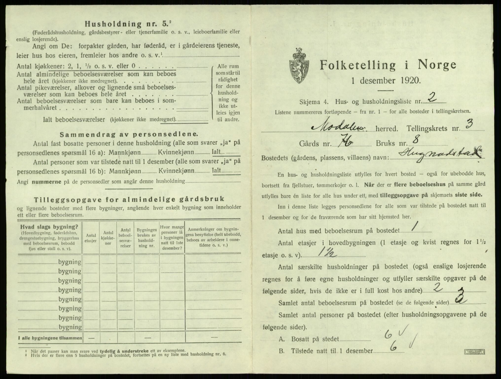 SAB, 1920 census for Modalen, 1920, p. 79