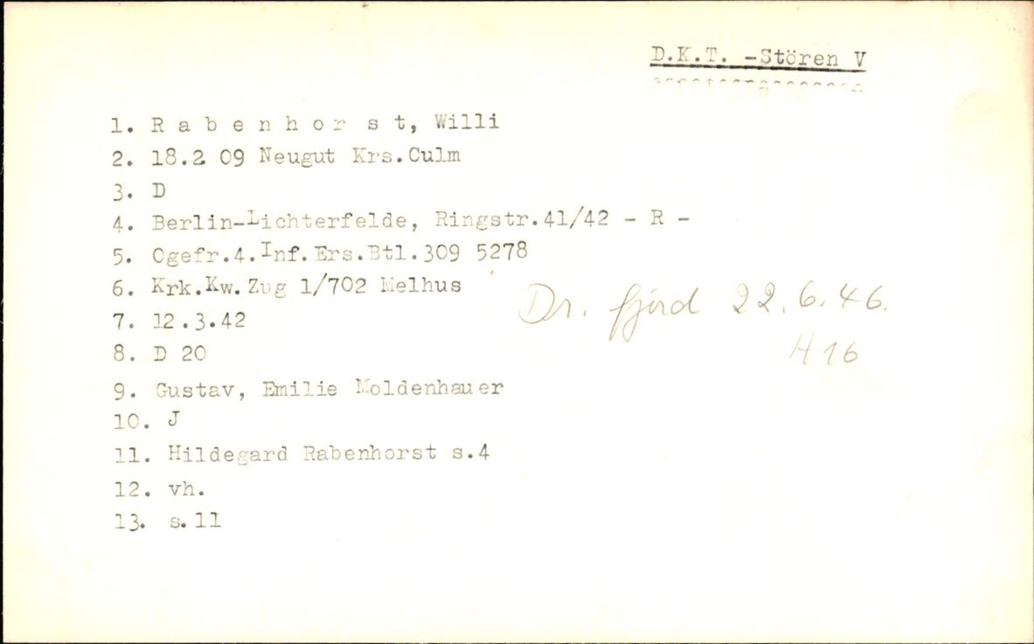 Hjemsendte tyskere , AV/RA-RAFA-6487/D/Db/L0021: Paüls-Raglewaski, 1945-1947, p. 1238