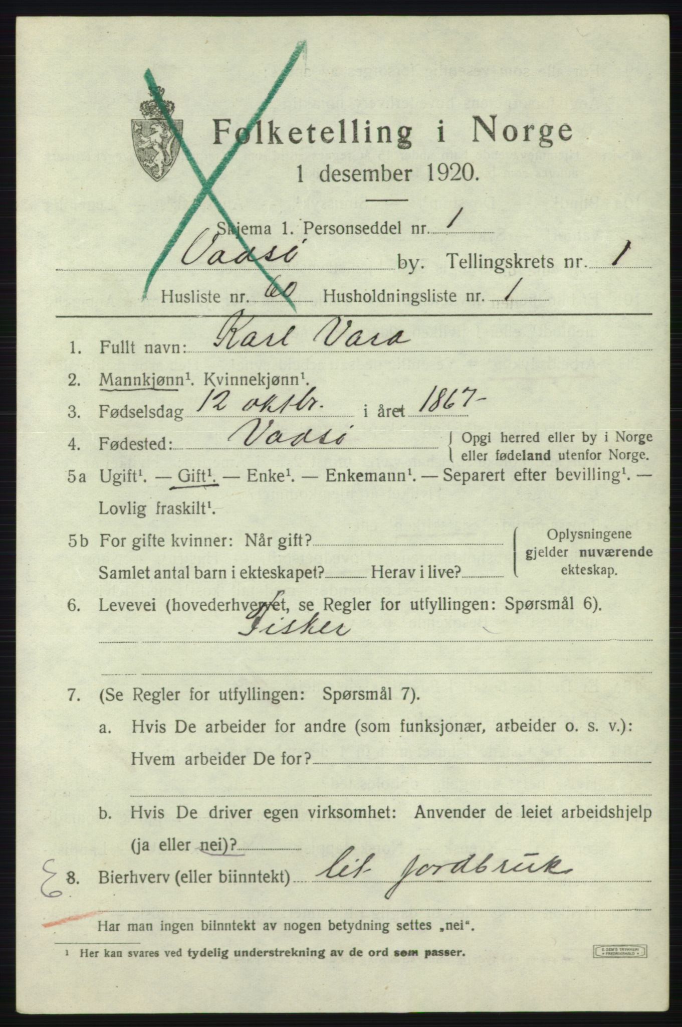 SATØ, 1920 census for Vadsø, 1920, p. 2195