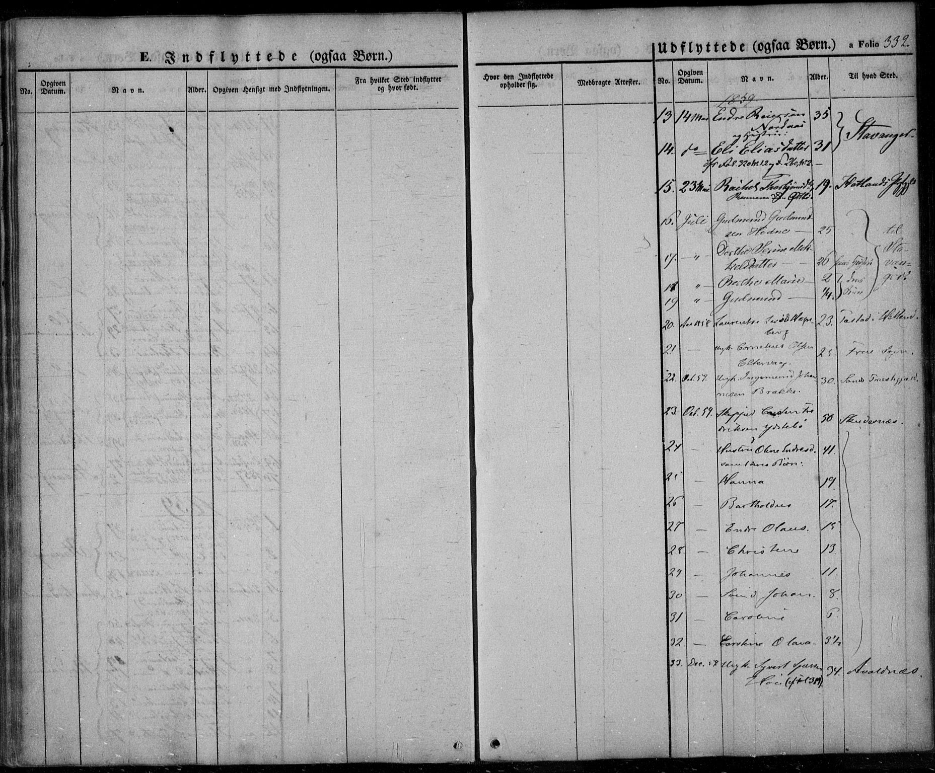 Rennesøy sokneprestkontor, AV/SAST-A -101827/H/Ha/Haa/L0005: Parish register (official) no. A 5, 1838-1859, p. 332