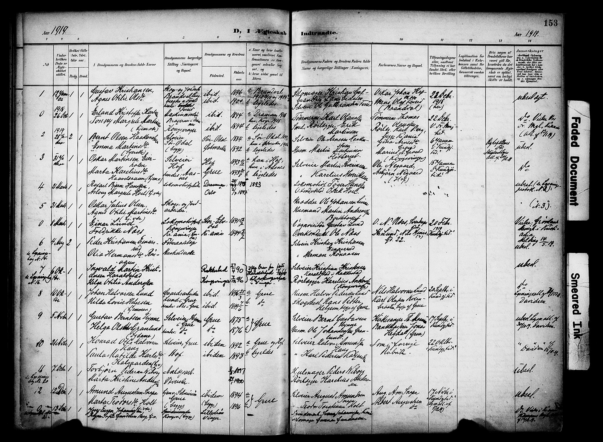 Vinger prestekontor, AV/SAH-PREST-024/H/Ha/Haa/L0016: Parish register (official) no. 16, 1898-1920, p. 153