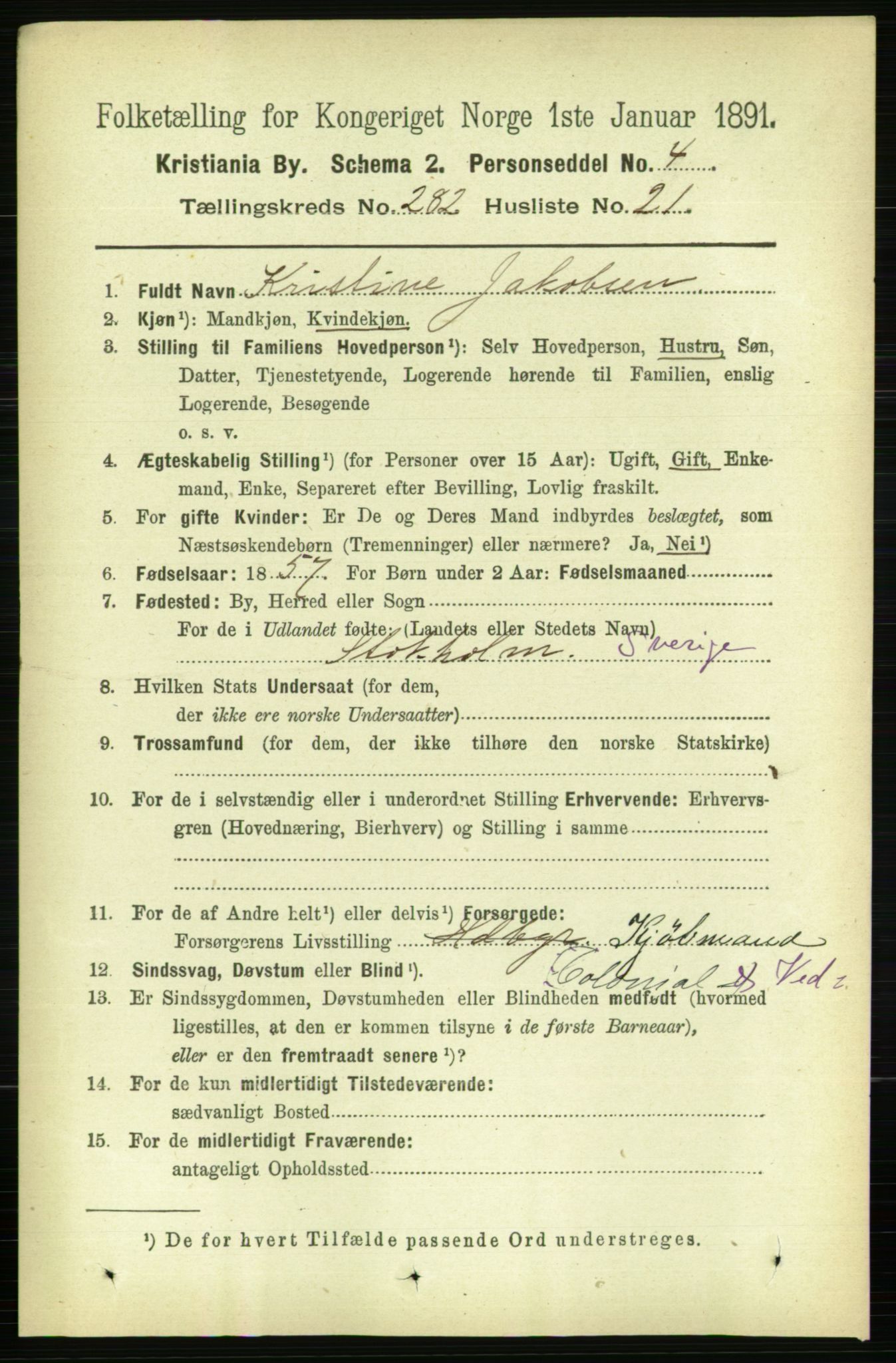 RA, 1891 census for 0301 Kristiania, 1891, p. 172303