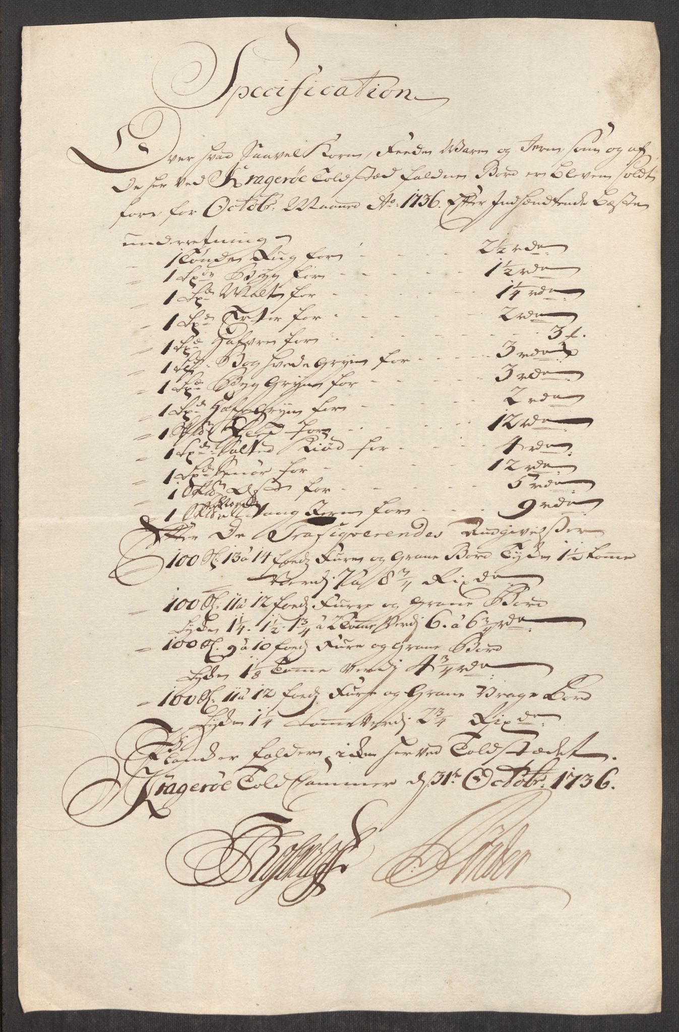 Rentekammeret inntil 1814, Realistisk ordnet avdeling, AV/RA-EA-4070/Oe/L0001: [Ø1]: Priskuranter, 1712-1739, p. 395