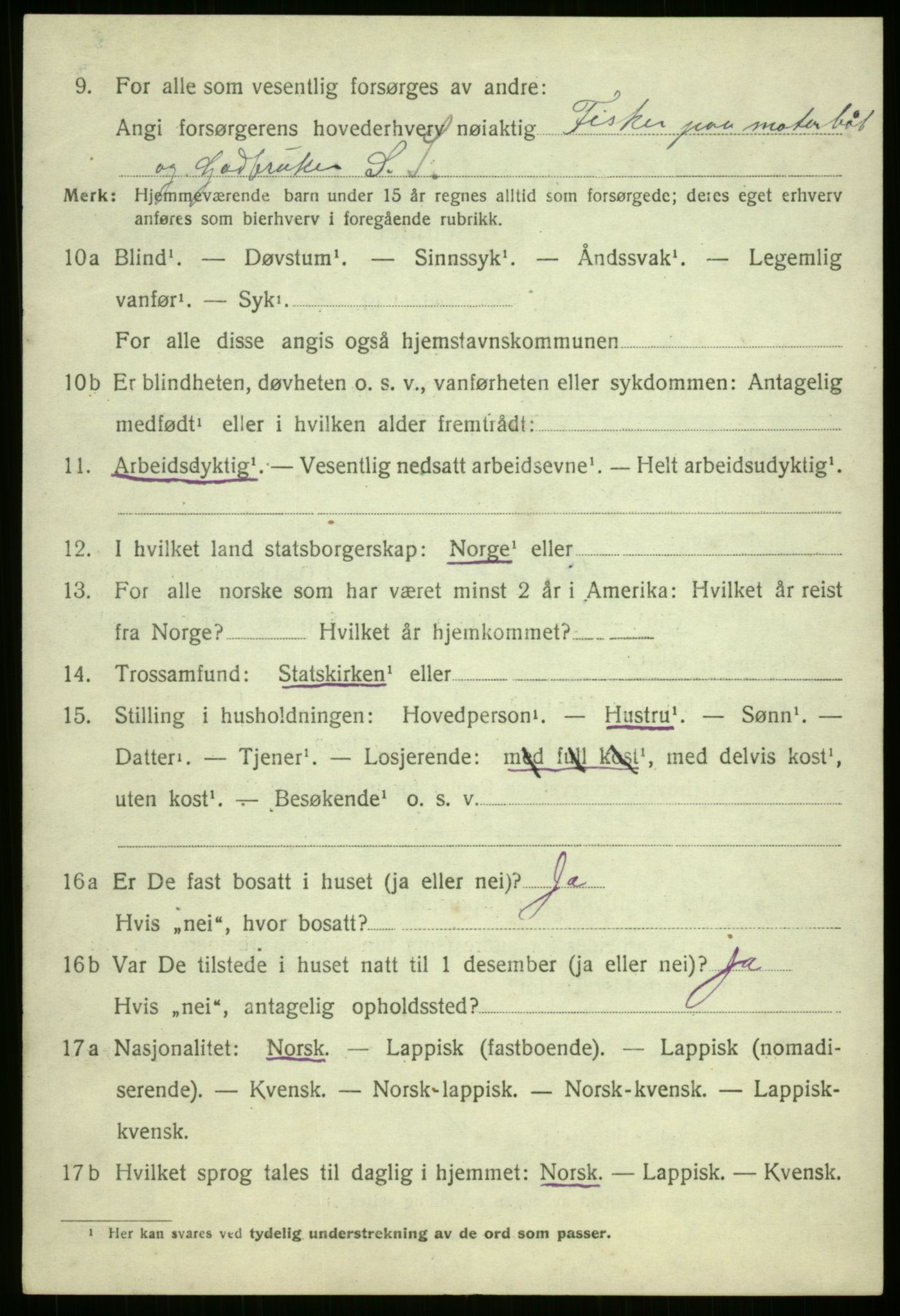 SATØ, 1920 census for Kvæfjord, 1920, p. 1428