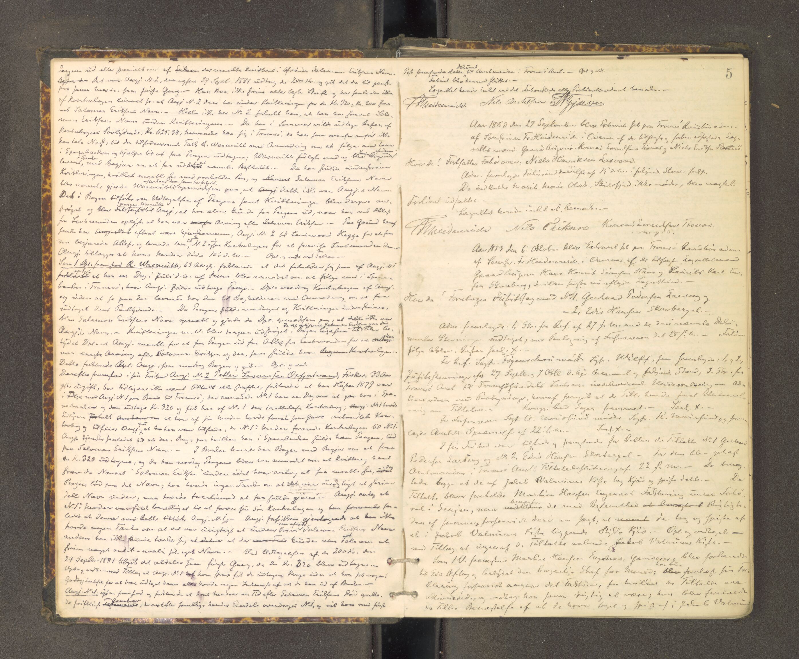 Tromsø sorenskriveri 1855-, AV/SATØ-S-0050/F/Fe/L0135: Ekstrarettsprotokoll, 1883-1888, p. 4b-5a