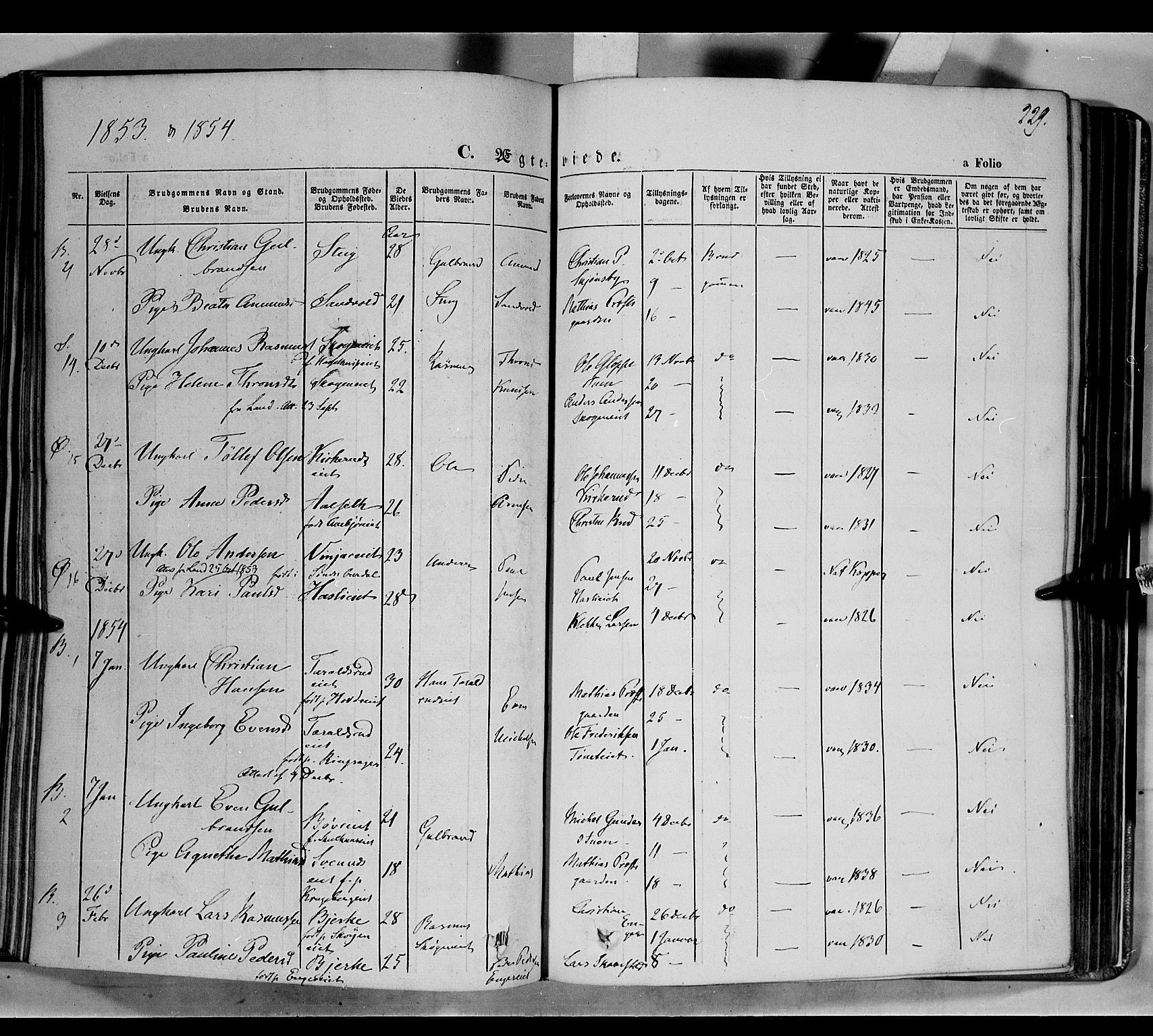 Biri prestekontor, SAH/PREST-096/H/Ha/Haa/L0005: Parish register (official) no. 5, 1843-1854, p. 229