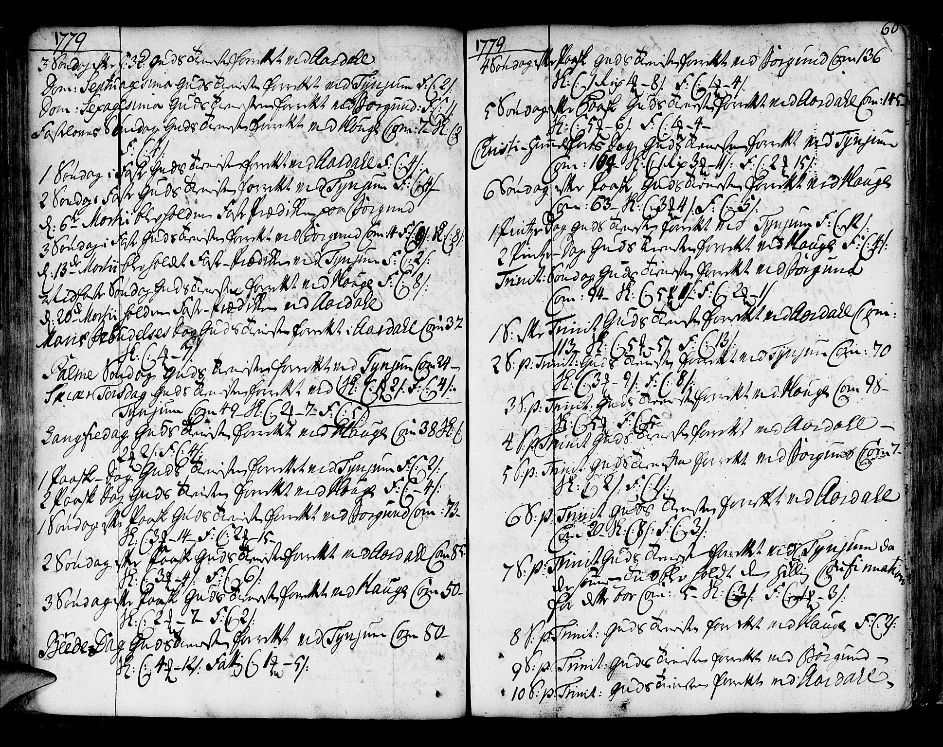 Lærdal sokneprestembete, SAB/A-81201: Parish register (official) no. A 2, 1752-1782, p. 60