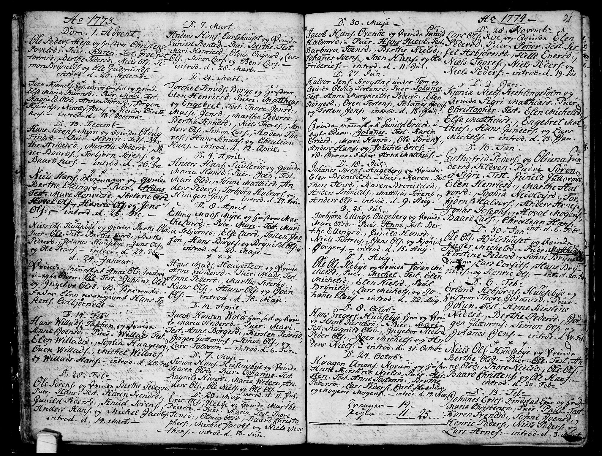 Råde prestekontor kirkebøker, AV/SAO-A-2009/F/Fa/L0002: Parish register (official) no. 2, 1762-1806, p. 21