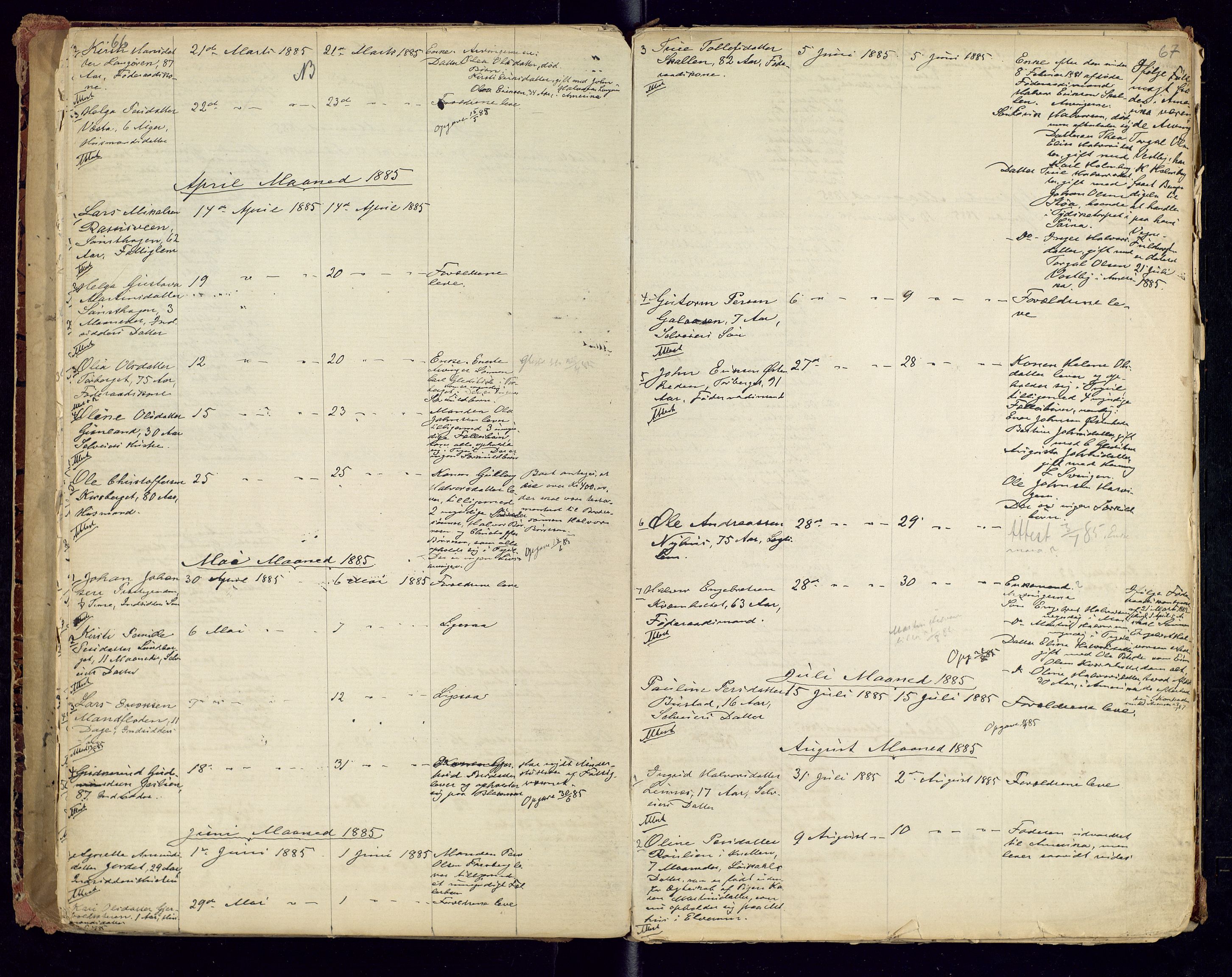 Trysil lensmannskontor, AV/SAH-LHT-026/H/Ha/L0001: Dødsfallsprotokoll, 1875-1901, p. 66-67