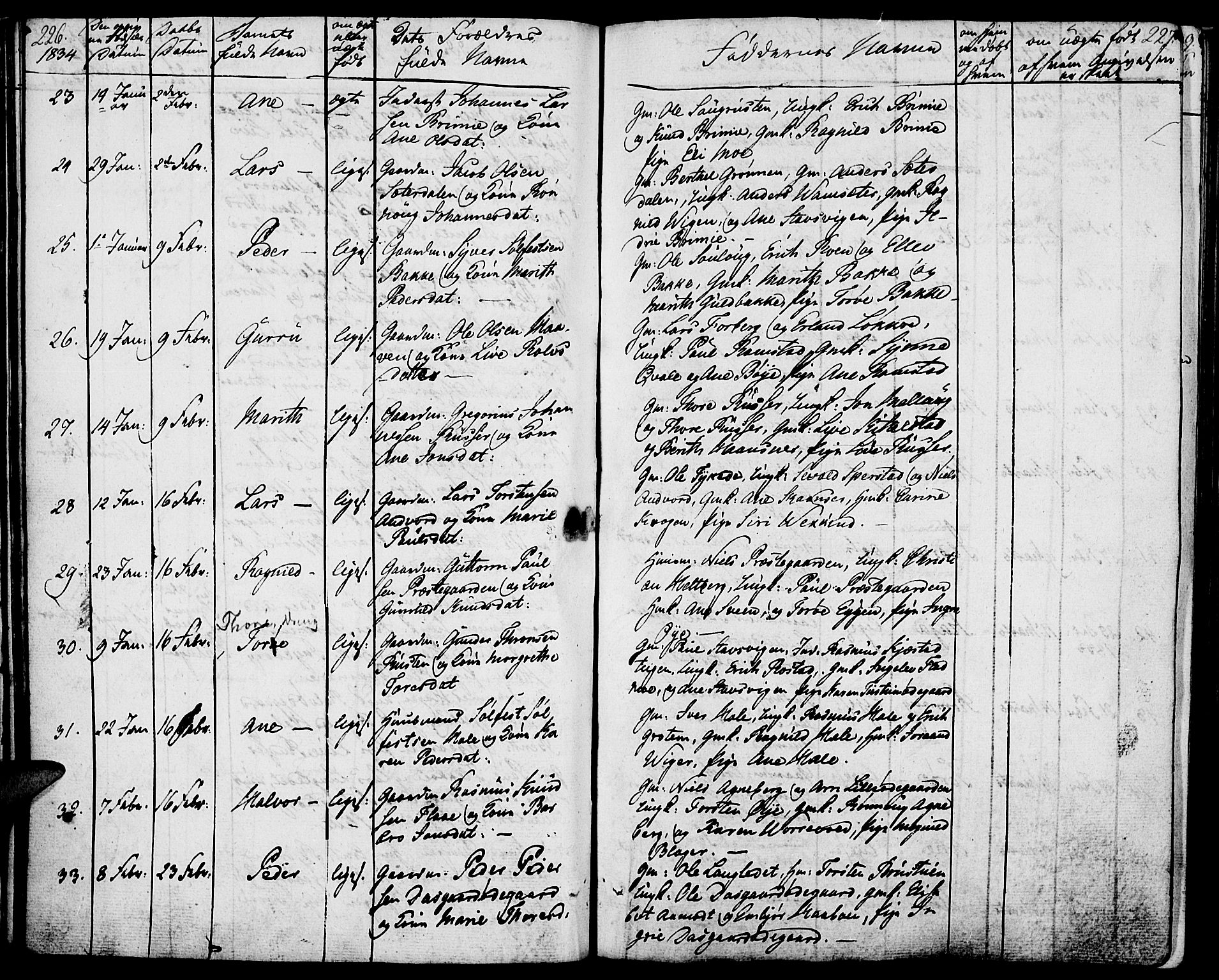 Lom prestekontor, SAH/PREST-070/K/L0005: Parish register (official) no. 5, 1825-1837, p. 226-227