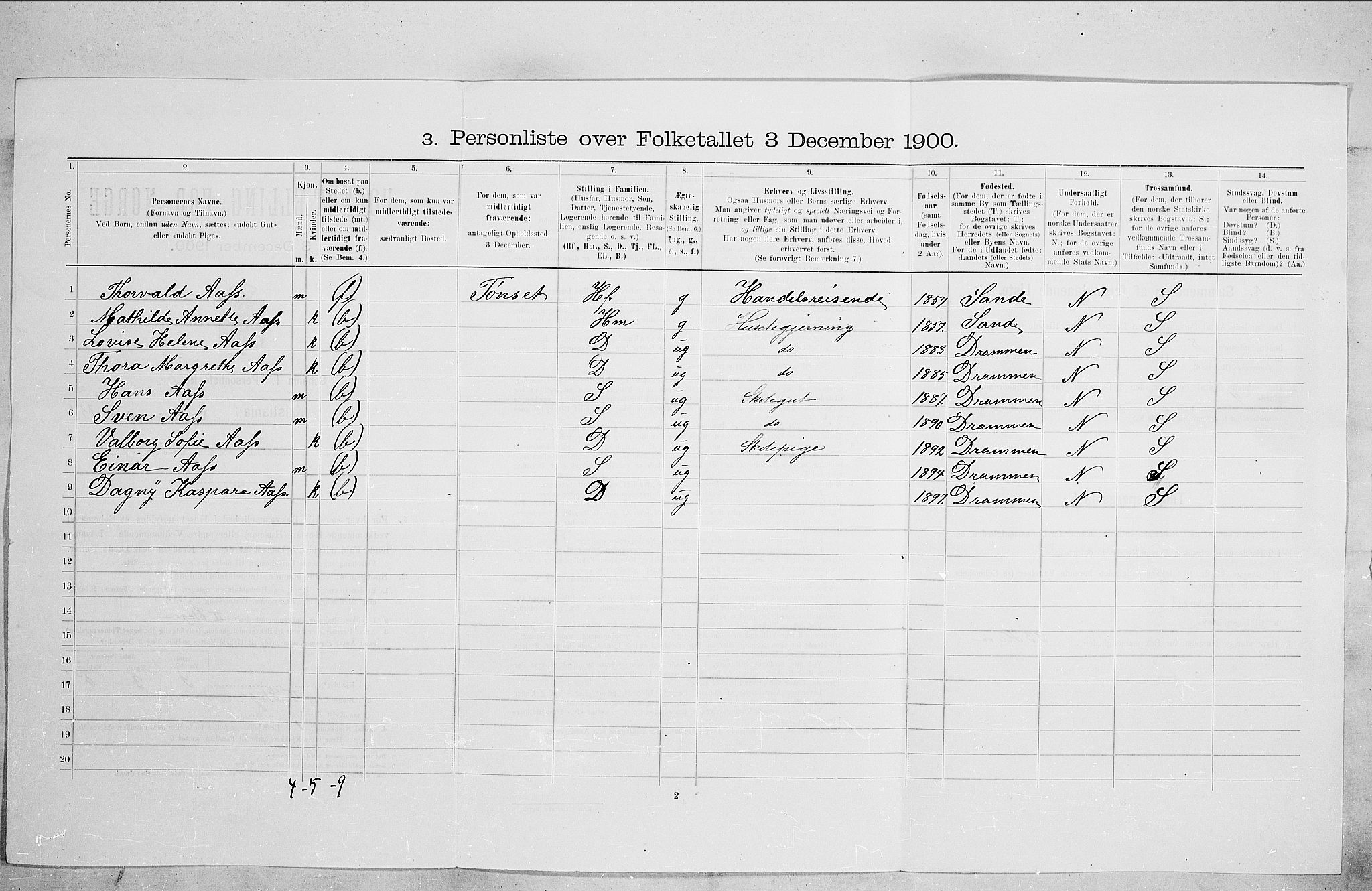 SAO, 1900 census for Kristiania, 1900, p. 63451