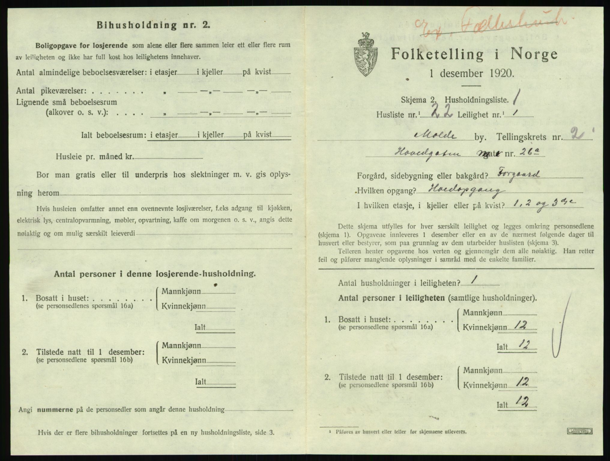 SAT, 1920 census for Molde, 1920, p. 1019