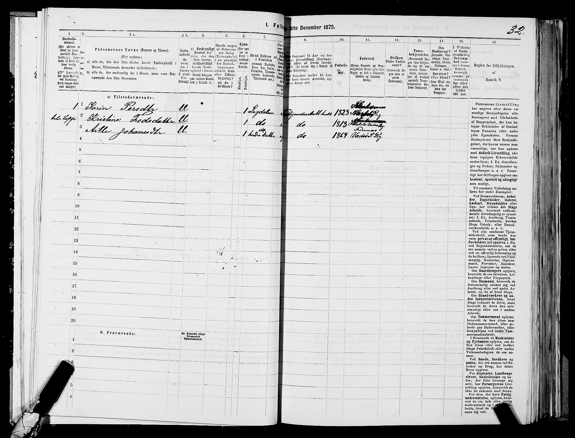 SATØ, 1875 census for 2029L Vadsø/Vadsø, 1875, p. 1032