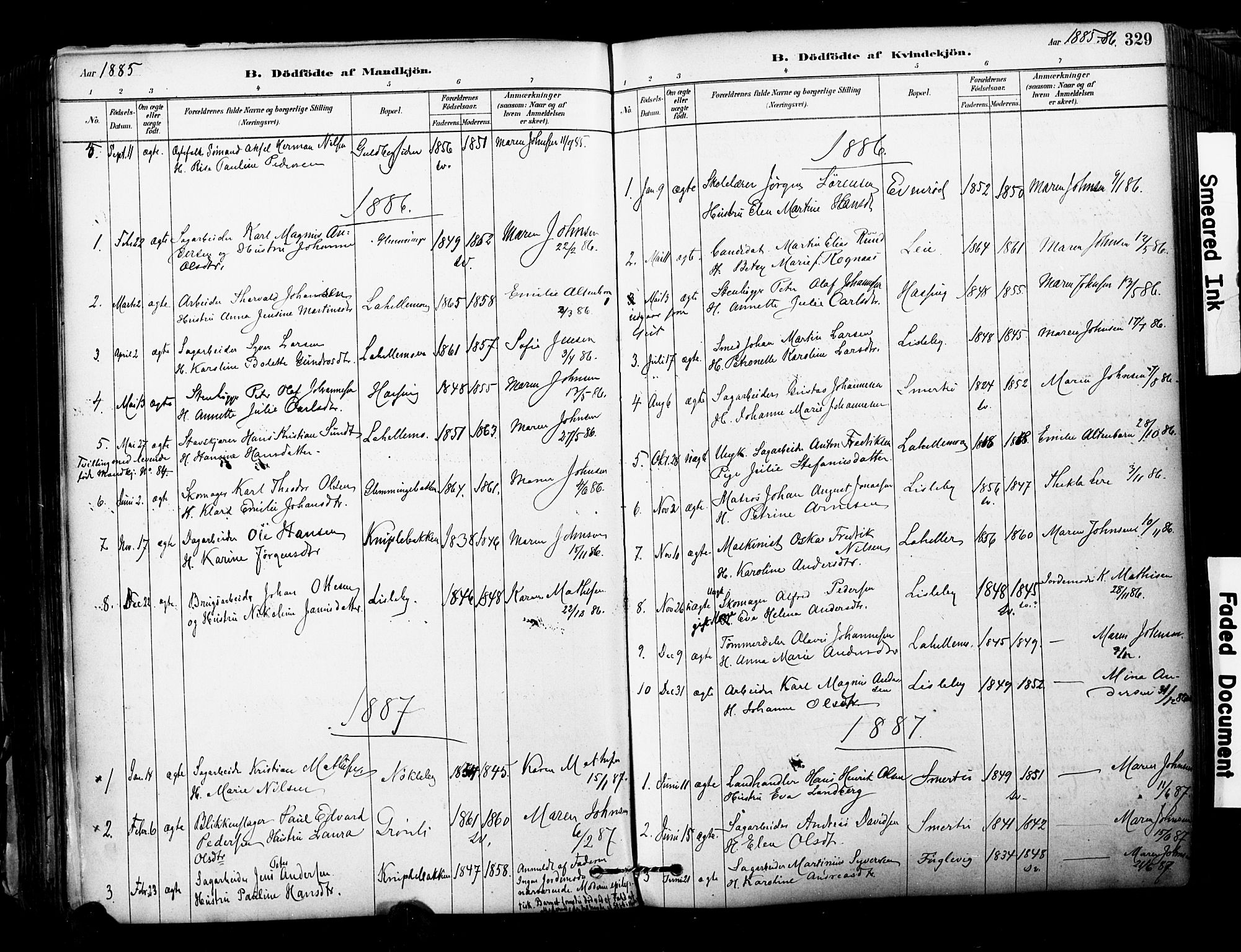 Glemmen prestekontor Kirkebøker, SAO/A-10908/F/Fa/L0011: Parish register (official) no. 11, 1878-1917, p. 329