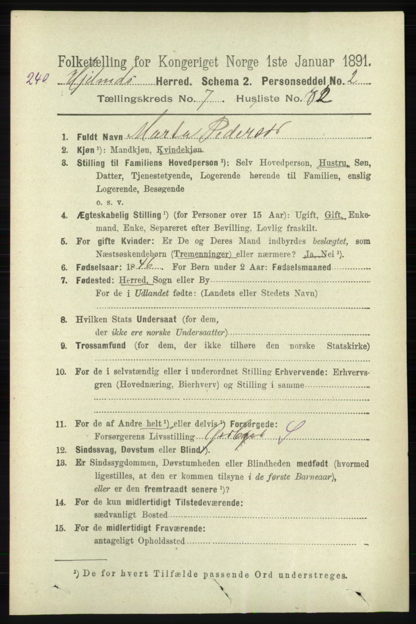 RA, 1891 census for 1133 Hjelmeland, 1891, p. 2404