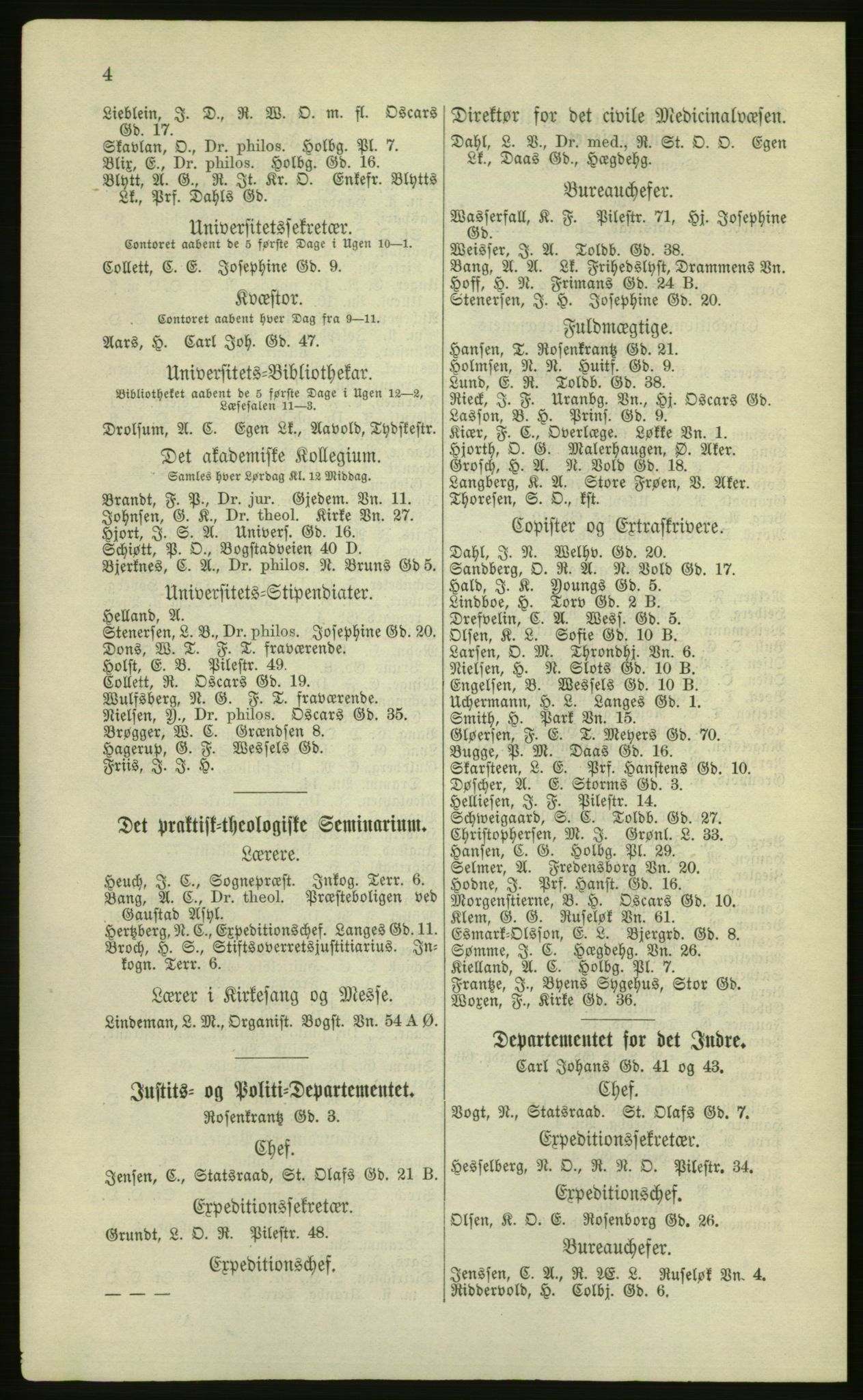 Kristiania/Oslo adressebok, PUBL/-, 1881, p. 4