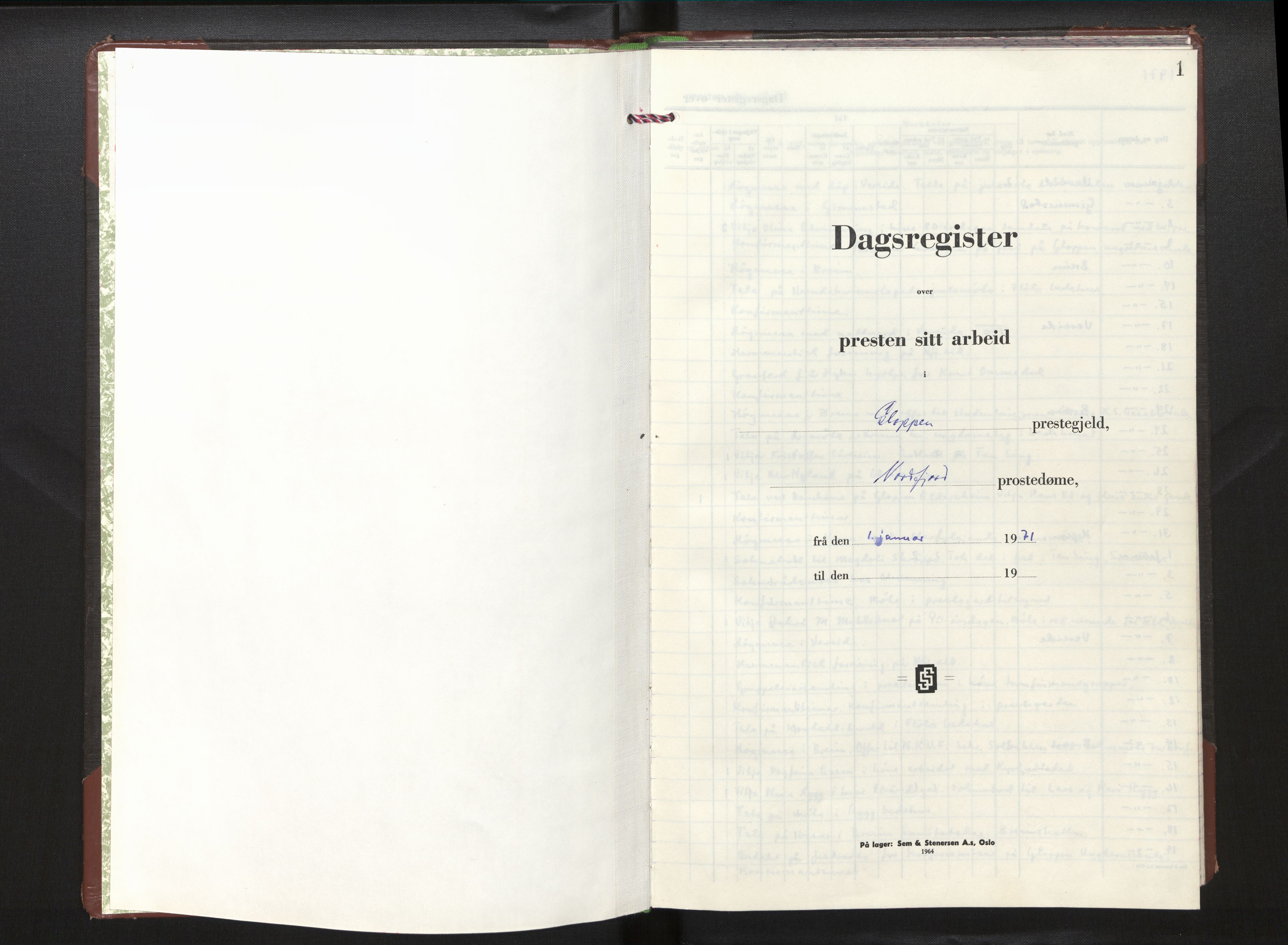 Gloppen sokneprestembete, AV/SAB-A-80101/H/Hac/L0008: Curate's parish register no. A 8, 1971-1984, p. 1a
