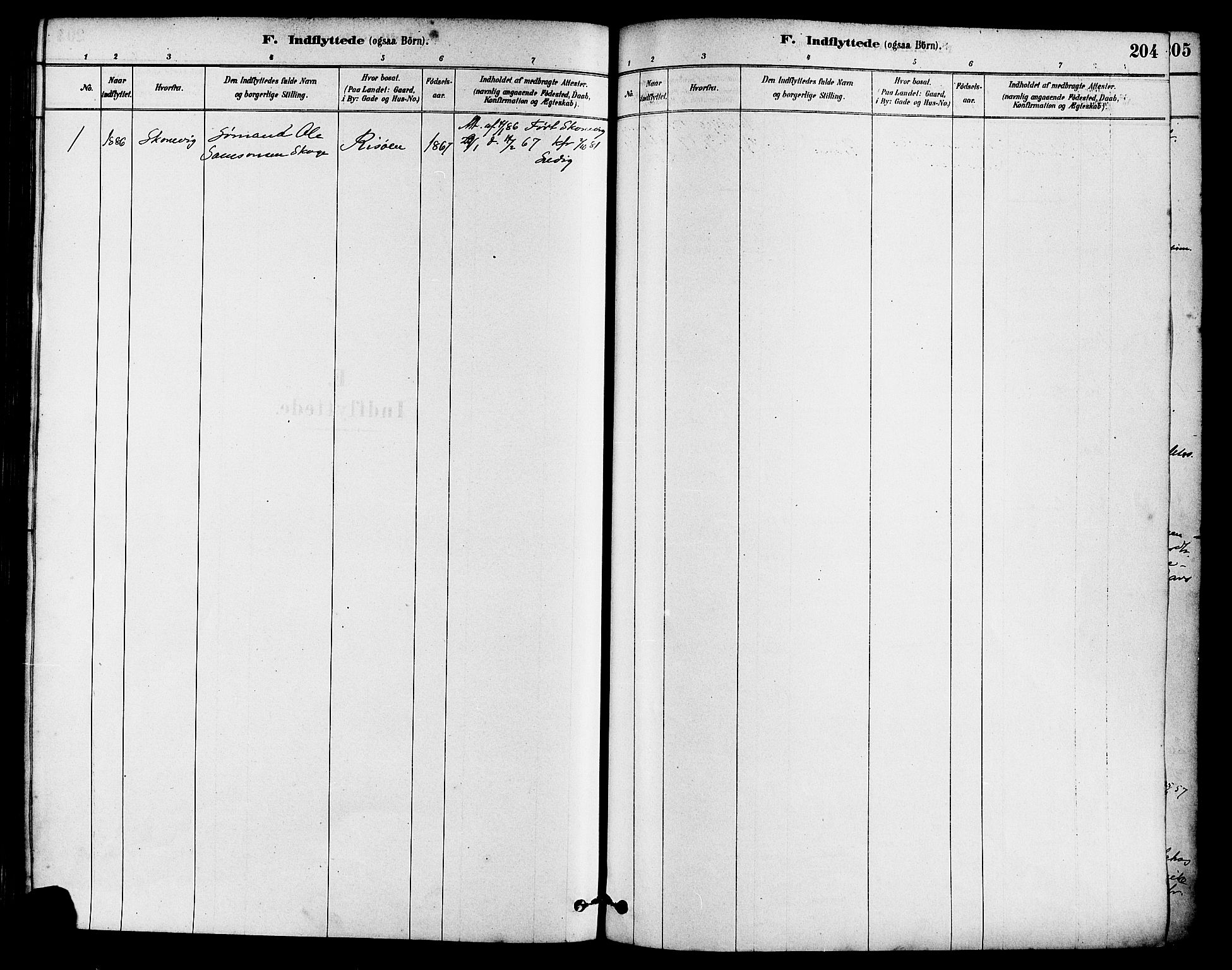 Haugesund sokneprestkontor, AV/SAST-A -101863/H/Ha/Haa/L0003: Parish register (official) no. A 3, 1885-1890, p. 204