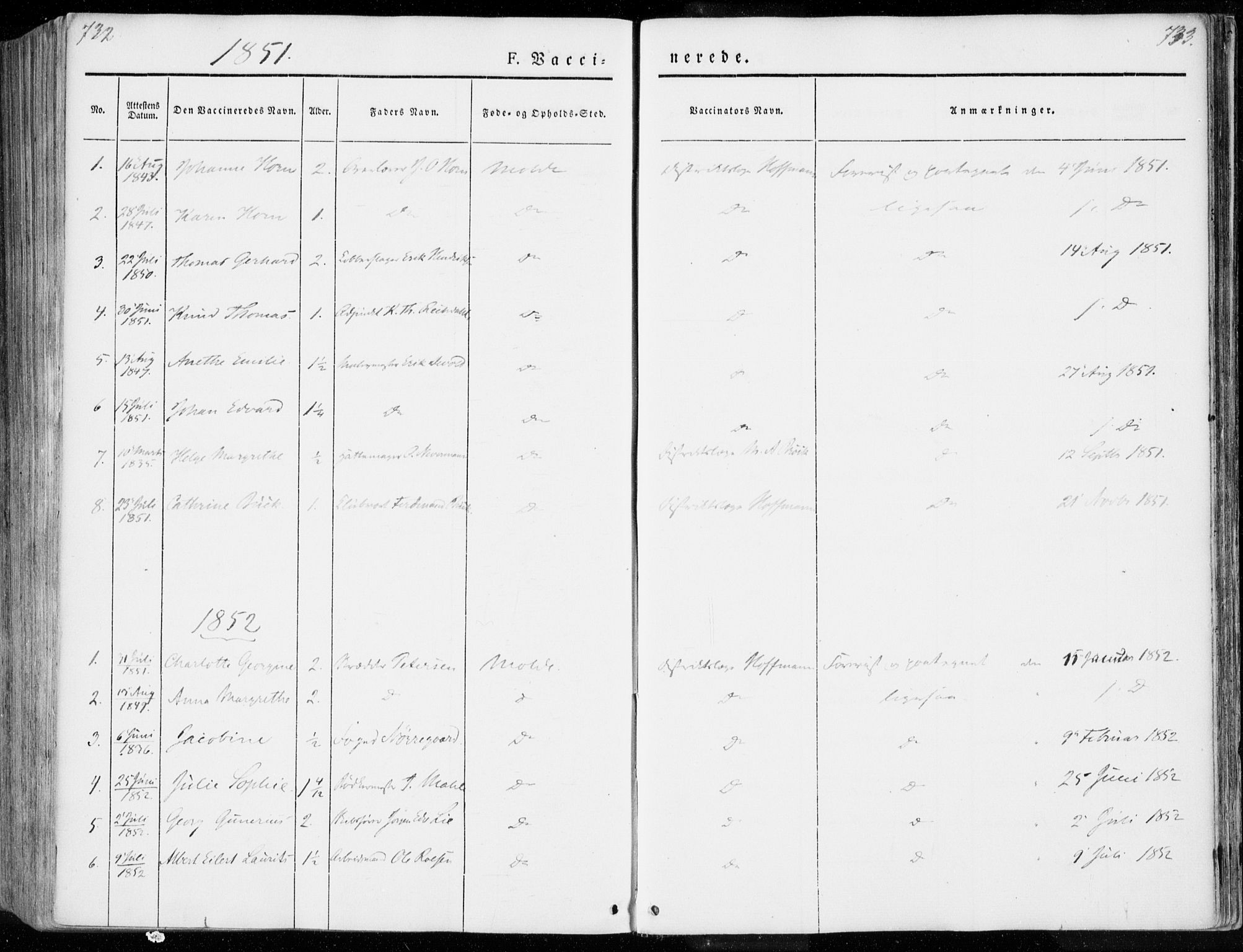 Ministerialprotokoller, klokkerbøker og fødselsregistre - Møre og Romsdal, SAT/A-1454/558/L0689: Parish register (official) no. 558A03, 1843-1872, p. 732-733