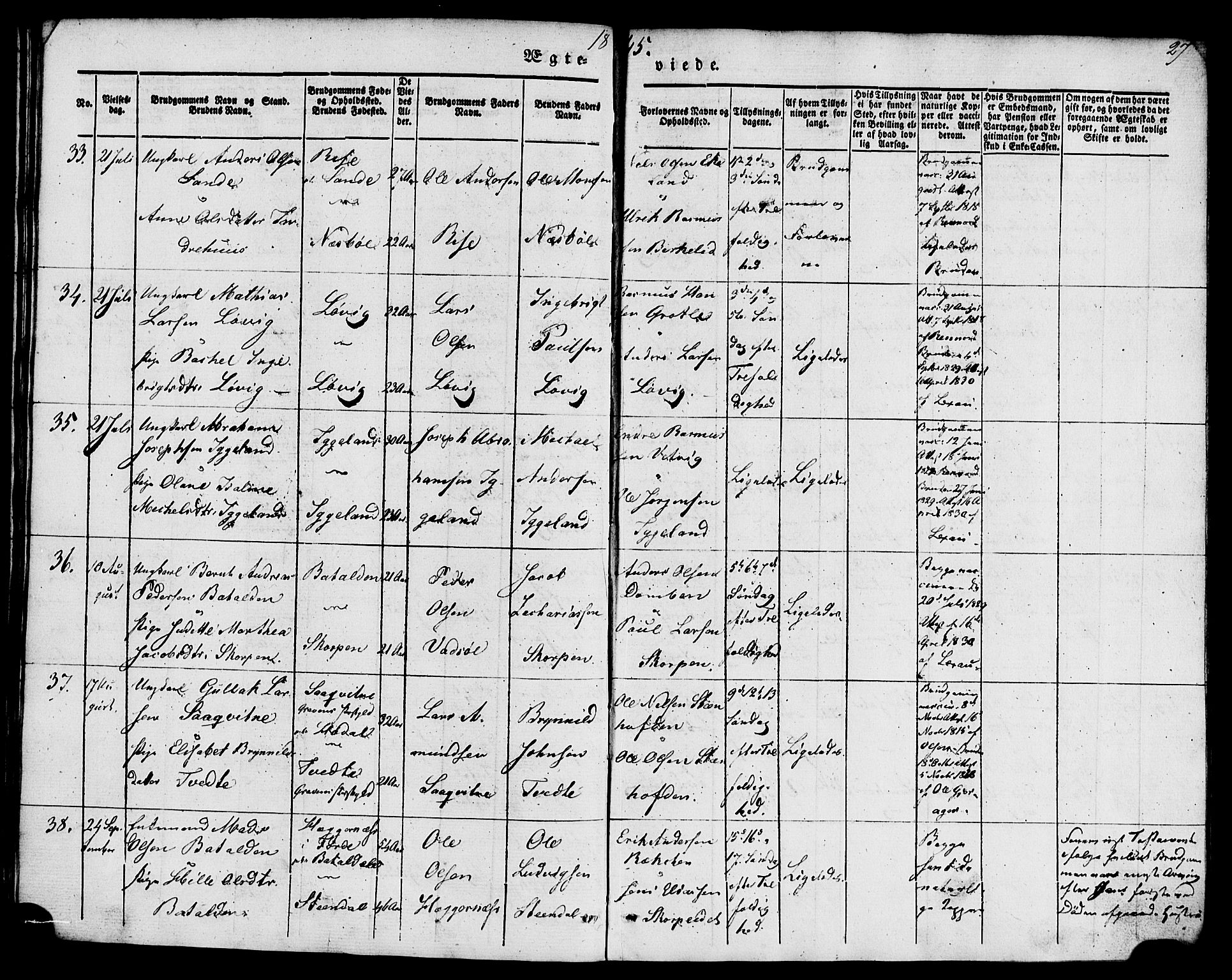 Kinn sokneprestembete, AV/SAB-A-80801/H/Haa/Haaa/L0009: Parish register (official) no. A 9, 1841-1852, p. 27