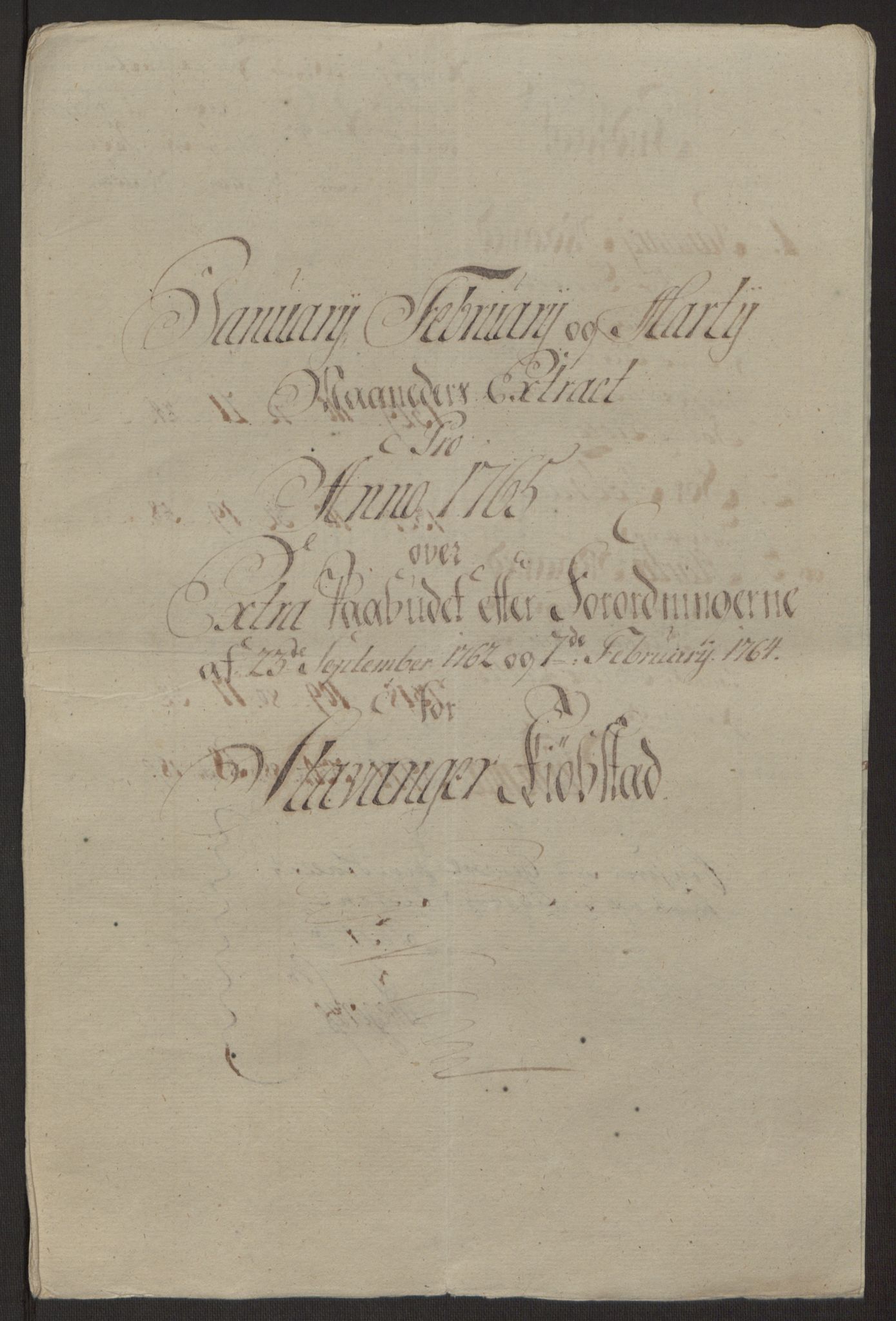 Rentekammeret inntil 1814, Reviderte regnskaper, Byregnskaper, AV/RA-EA-4066/R/Ro/L0305/0001: [O6] Kontribusjonsregnskap / Ekstraskatt, 1762-1768, p. 115