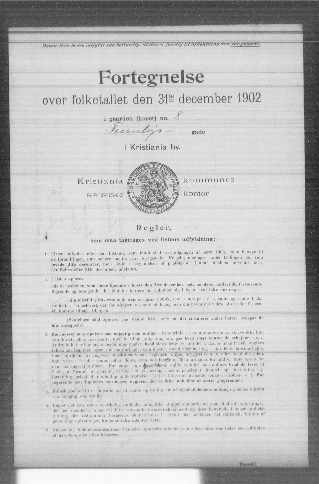 OBA, Municipal Census 1902 for Kristiania, 1902, p. 4684