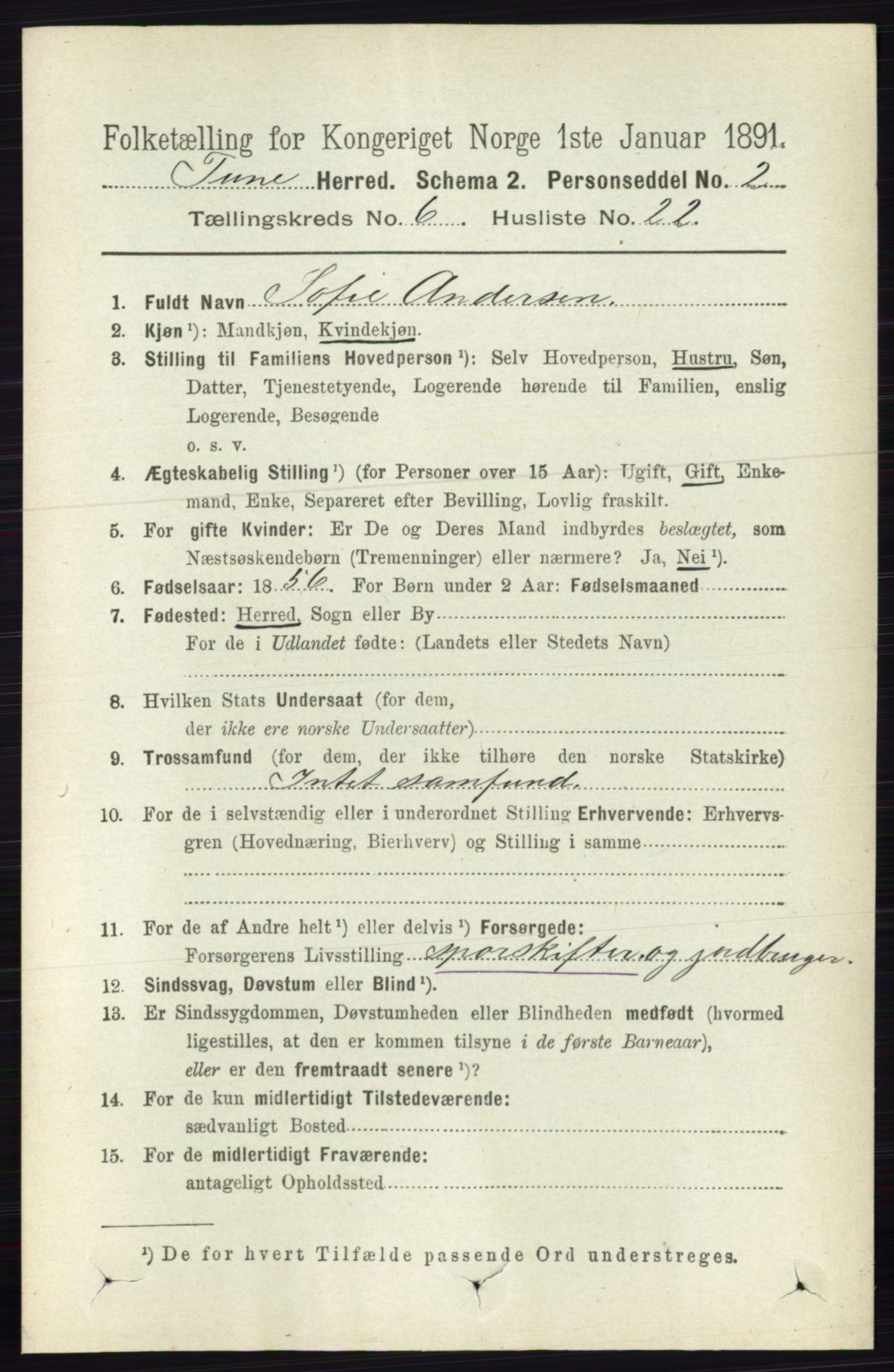 RA, 1891 census for 0130 Tune, 1891, p. 4207