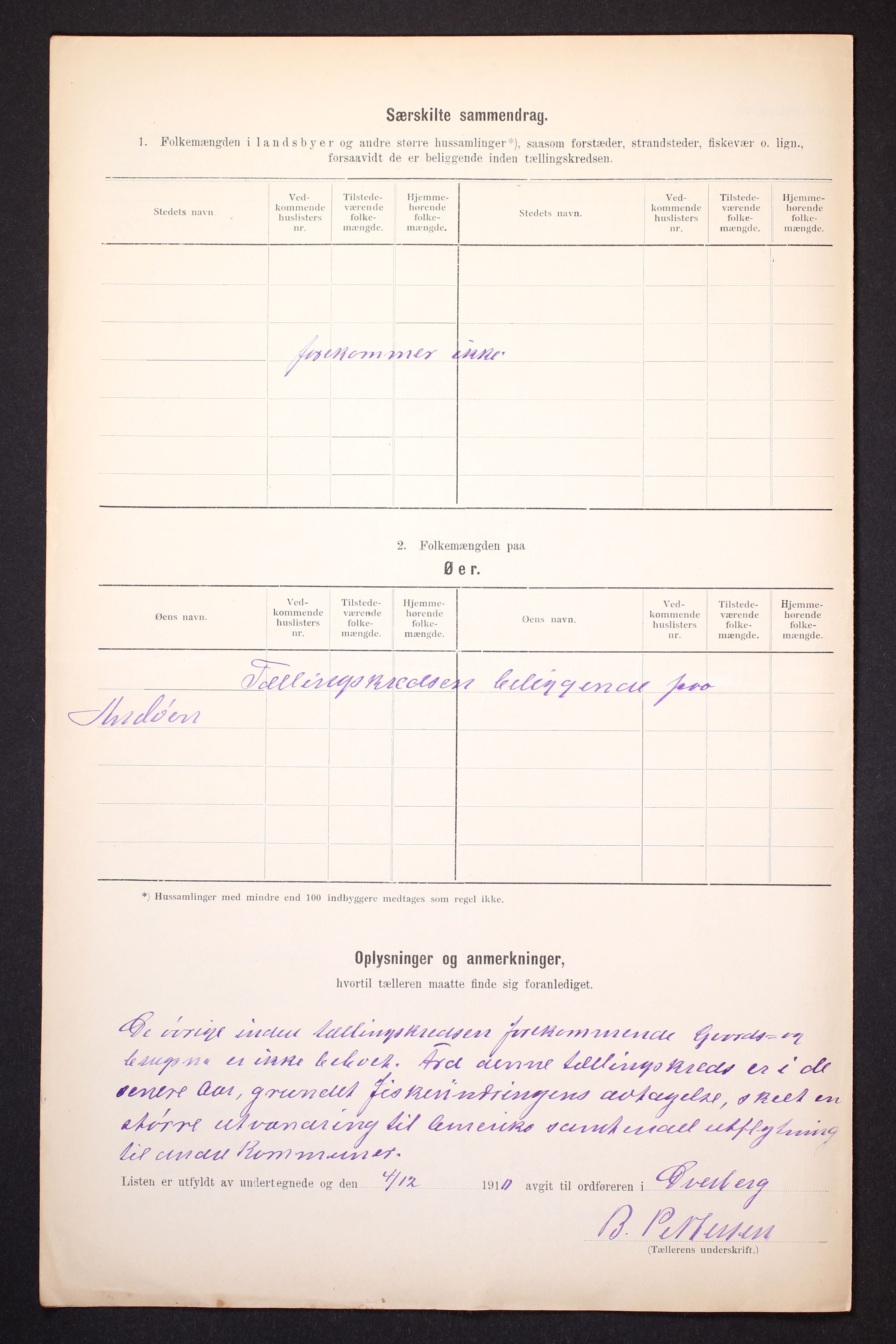 RA, 1910 census for Dverberg, 1910, p. 7