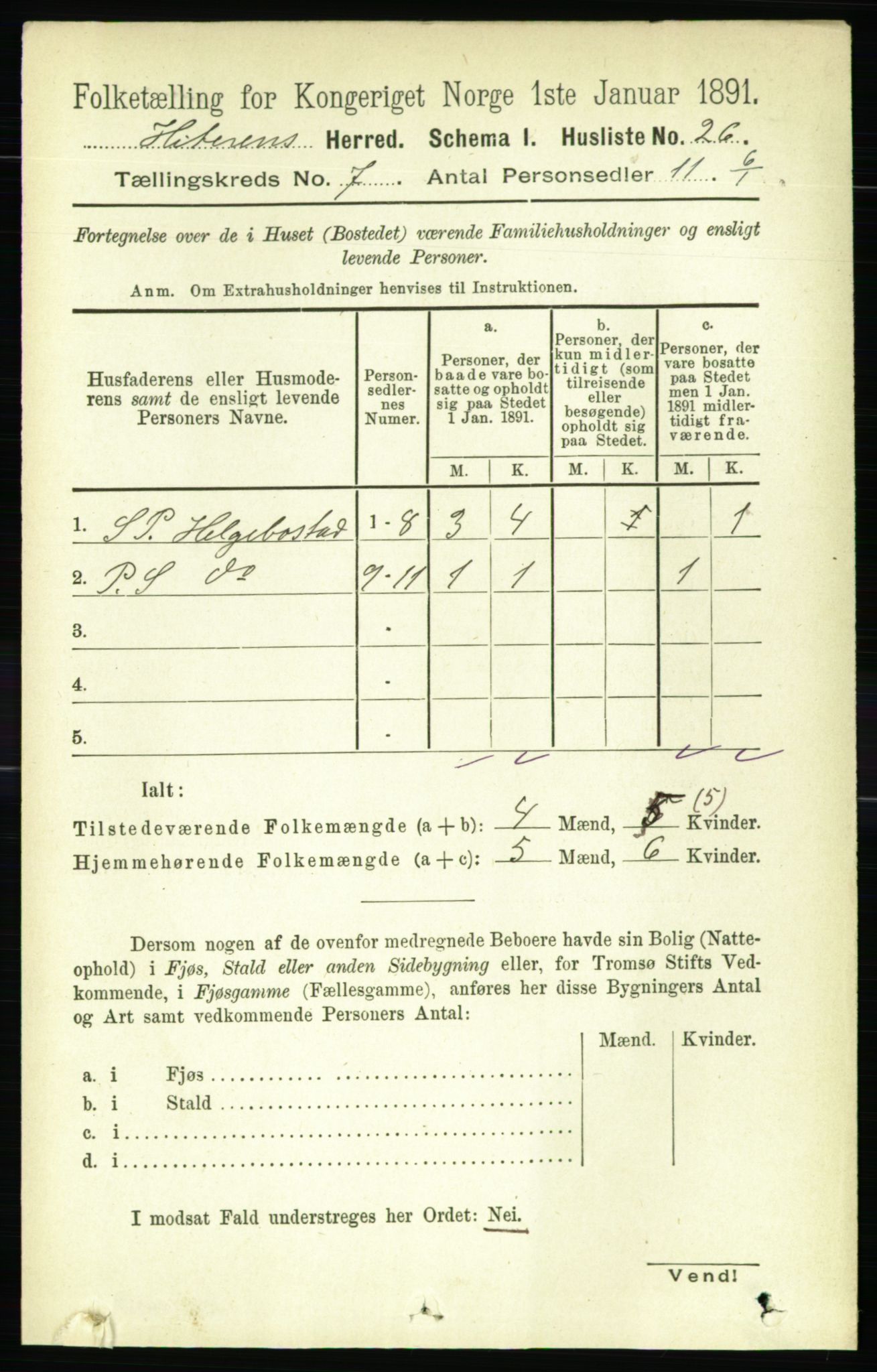 RA, 1891 census for 1617 Hitra, 1891, p. 1239